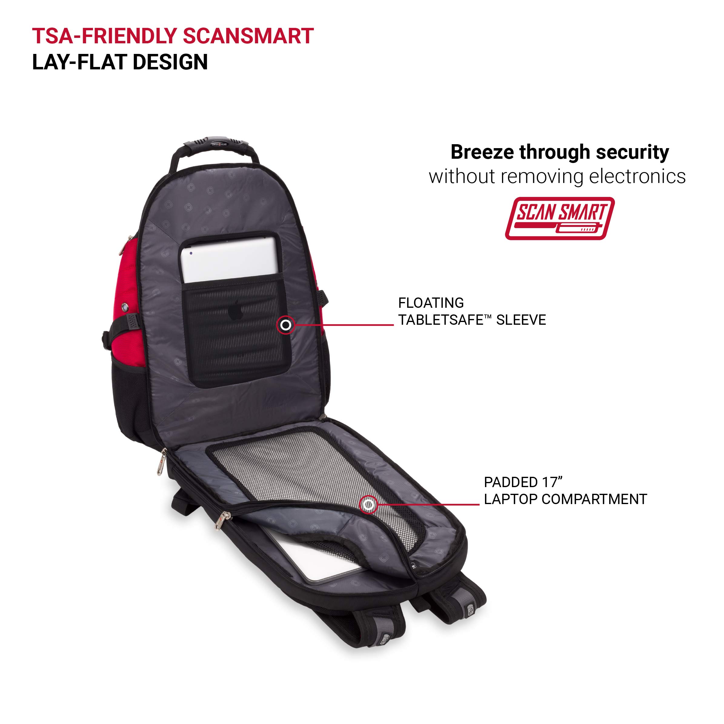 Foto 6 pulgar | Mochila Para Portátil Swissgear 1900 Scansmart Tsa 17 Pulgadas Negro/roja - Venta Internacional.
