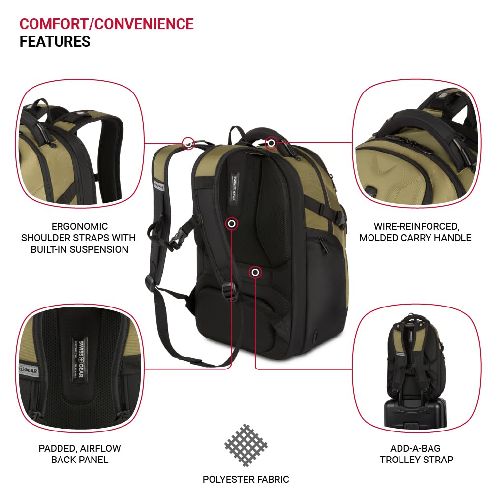 Foto 2 | Mochila Swissgear Endure Olive Para Portátil De 17 Pulgadas - Venta Internacional.