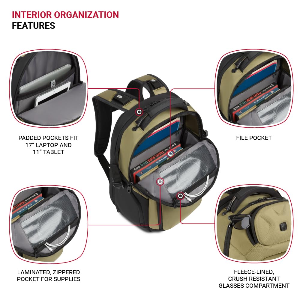 Foto 5 pulgar | Mochila Swissgear Endure Olive Para Portátil De 17 Pulgadas - Venta Internacional.