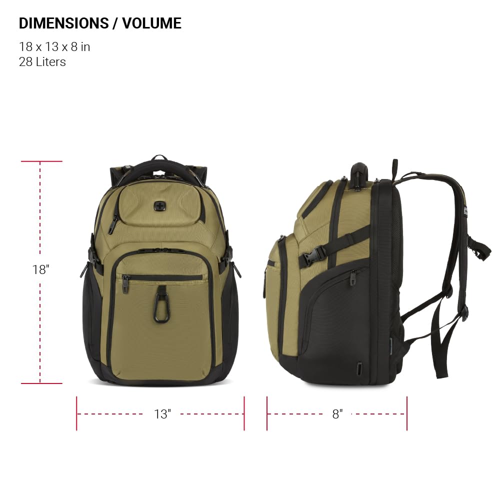 Foto 6 pulgar | Mochila Swissgear Endure Olive Para Portátil De 17 Pulgadas - Venta Internacional.