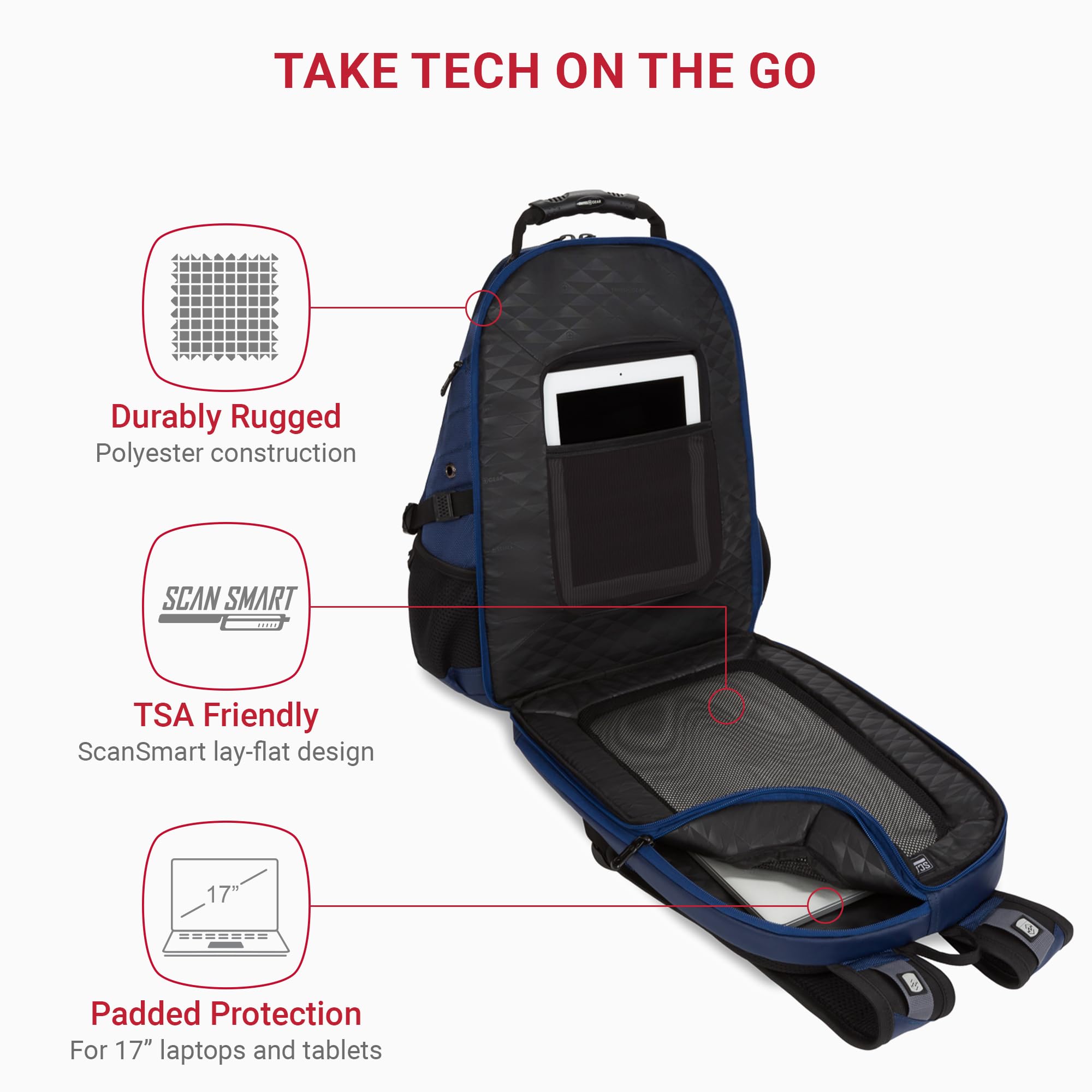 Foto 2 | Mochila Para Portátil Swissgear 1900 Scansmart Tsa 17 Pulgadas Azul Marino - Venta Internacional.
