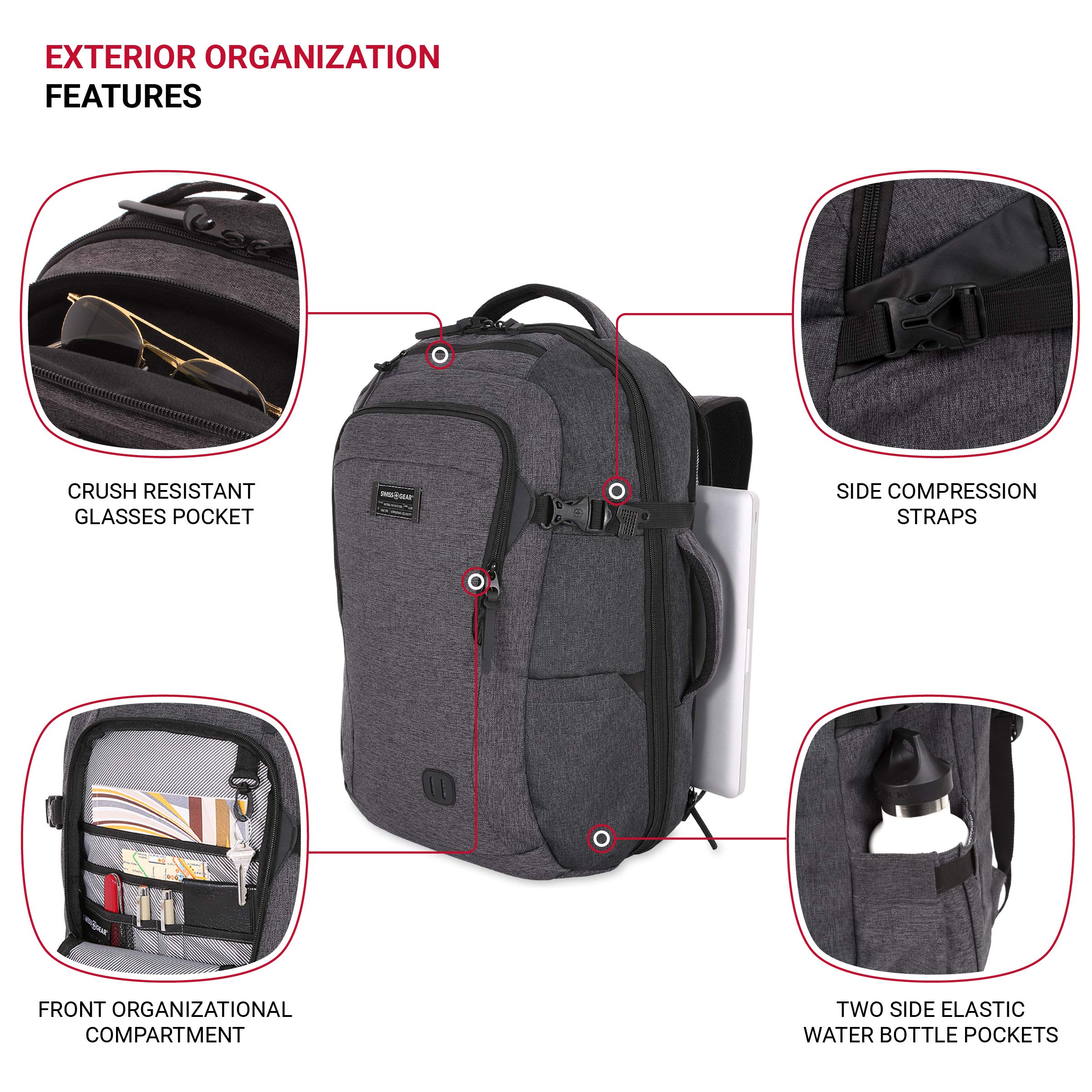 Foto 3 | Mochila Swissgear Hybrid Travel Laptop 22l Heather Grey - Venta Internacional.