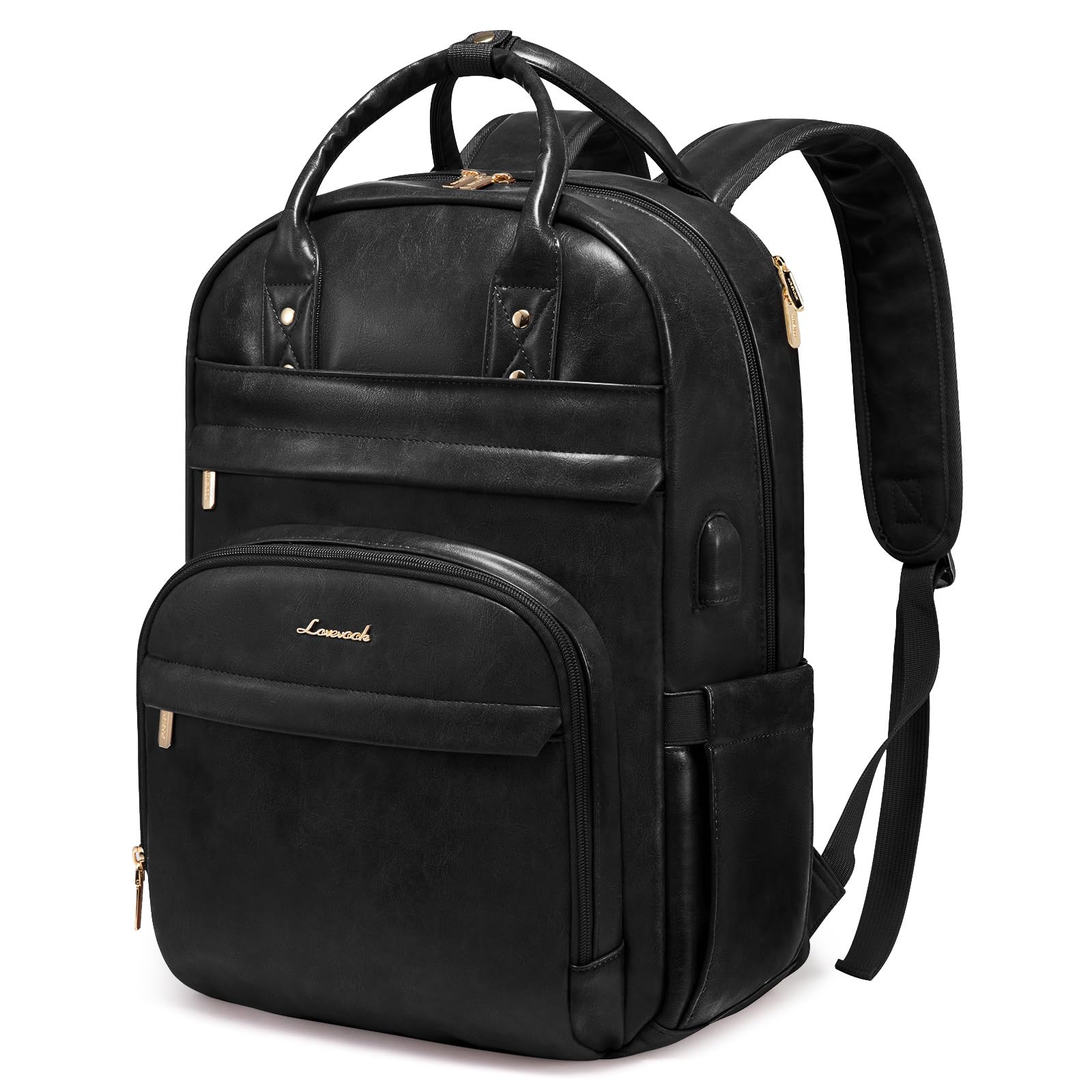Foto 1 | Mochila Para Portátil Lovevook Vintage De Piel Sintética De 15 6 Pulgadas  Negra  25 L - Venta Internacional.