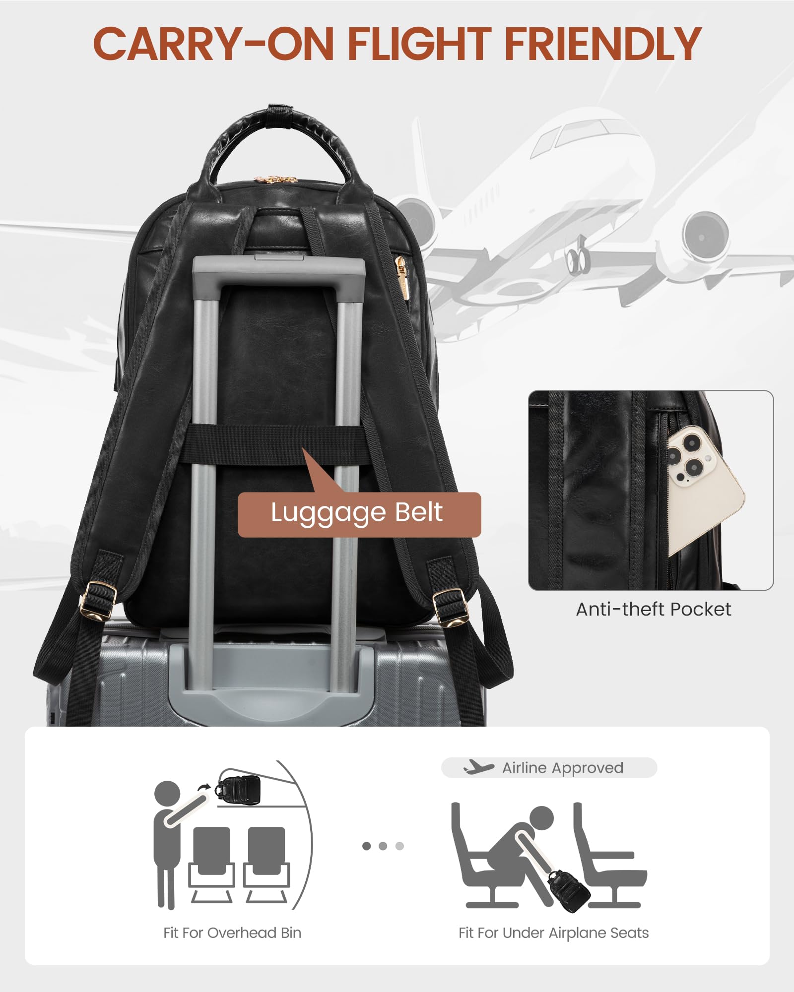 Foto 6 | Mochila Para Portátil Lovevook Vintage De Piel Sintética De 15 6 Pulgadas  Negra  25 L - Venta Internacional.