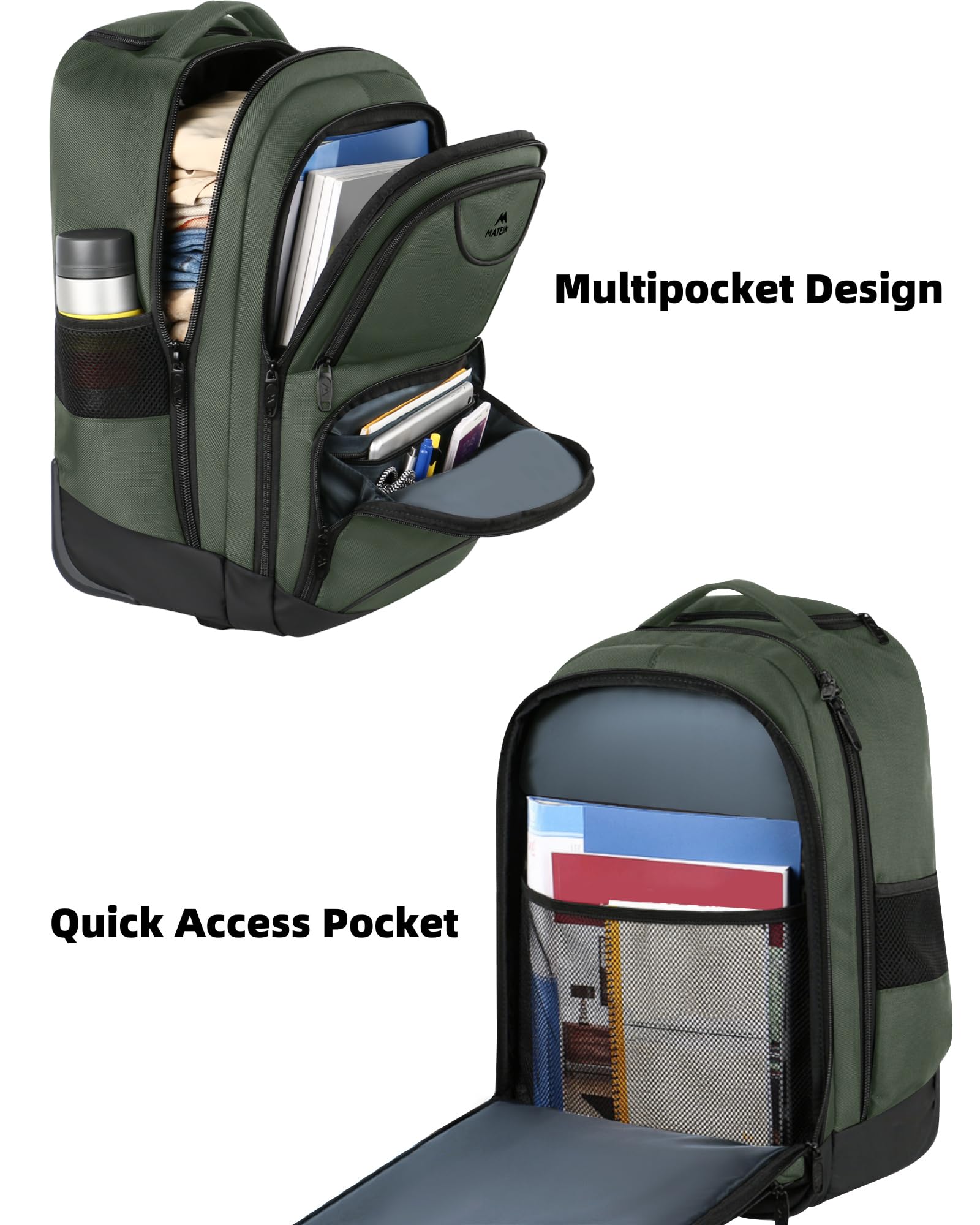 Foto 4 | Mochila Rodante Matein Para Portátil De Viaje De 17 Pulgadas Resistente Al Agua - Venta Internacional.