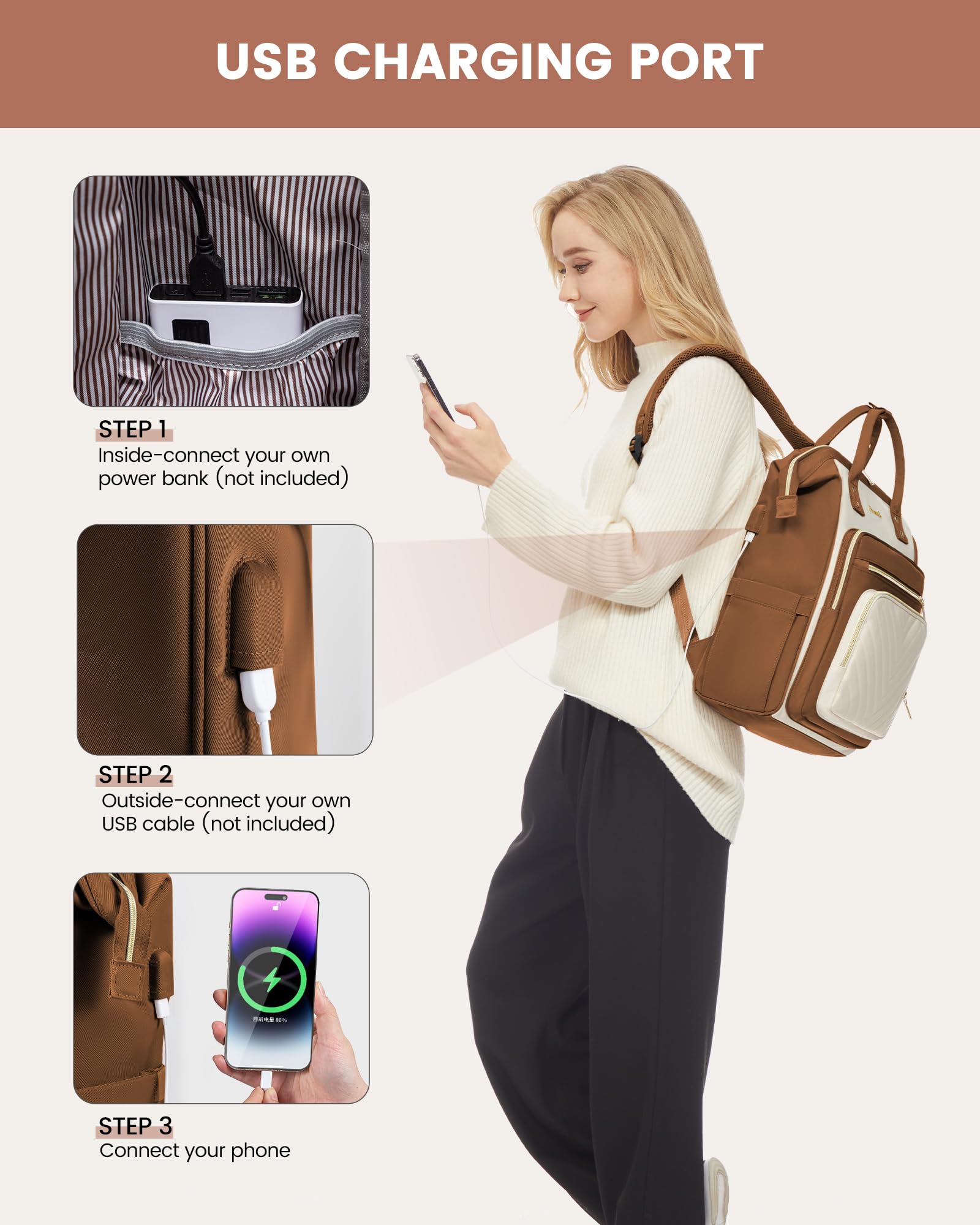 Foto 7 pulgar | Mochila Para Portátil Lovevook De 15.6 Pulgadas Para Mujer Con Puerto Usb A Prueba De Agua - Venta Internacional.