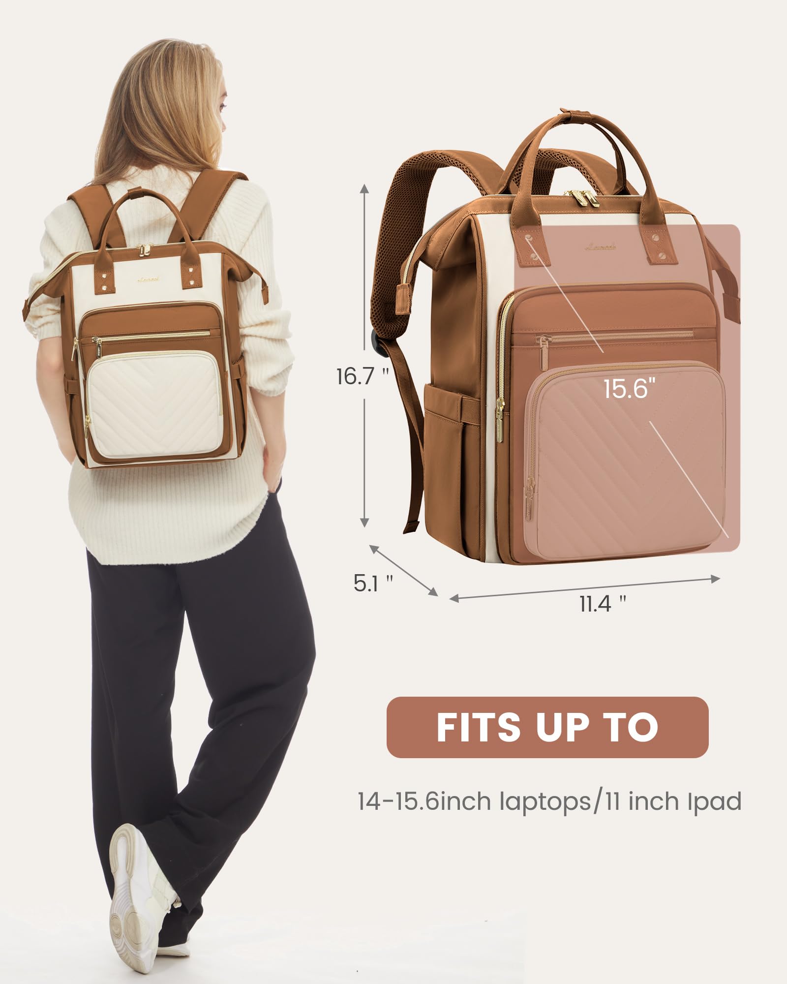 Foto 7 | Mochila Para Portátil Lovevook De 15.6 Pulgadas Para Mujer Con Puerto Usb A Prueba De Agua - Venta Internacional.