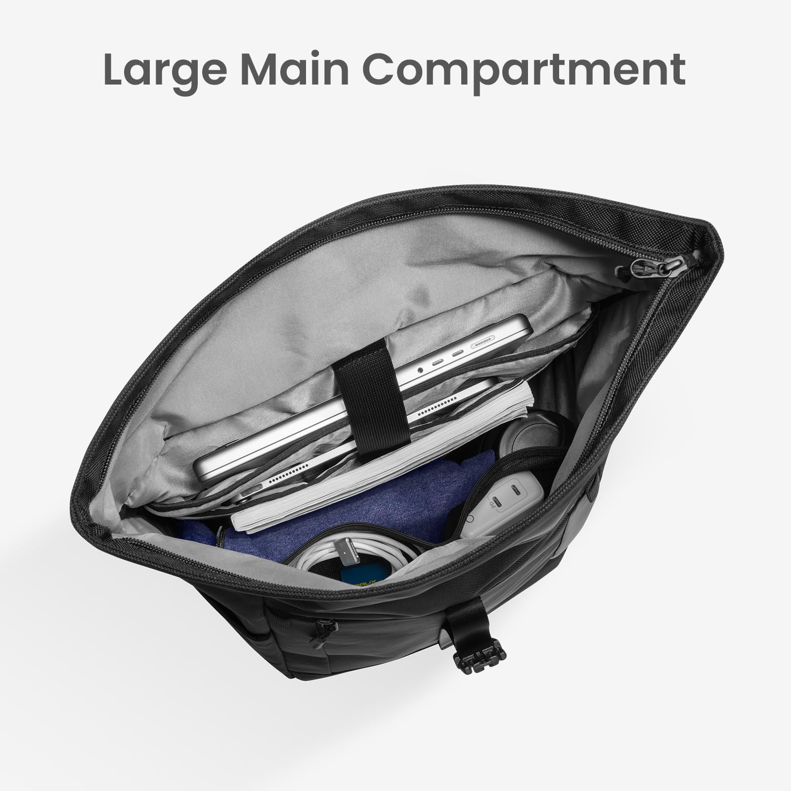 Foto 4 | Mochila Tomtoc Rolltop Para Portátil 13-17 3 Pulgadas  Resistente Al Agua  Negra - Venta Internacional.