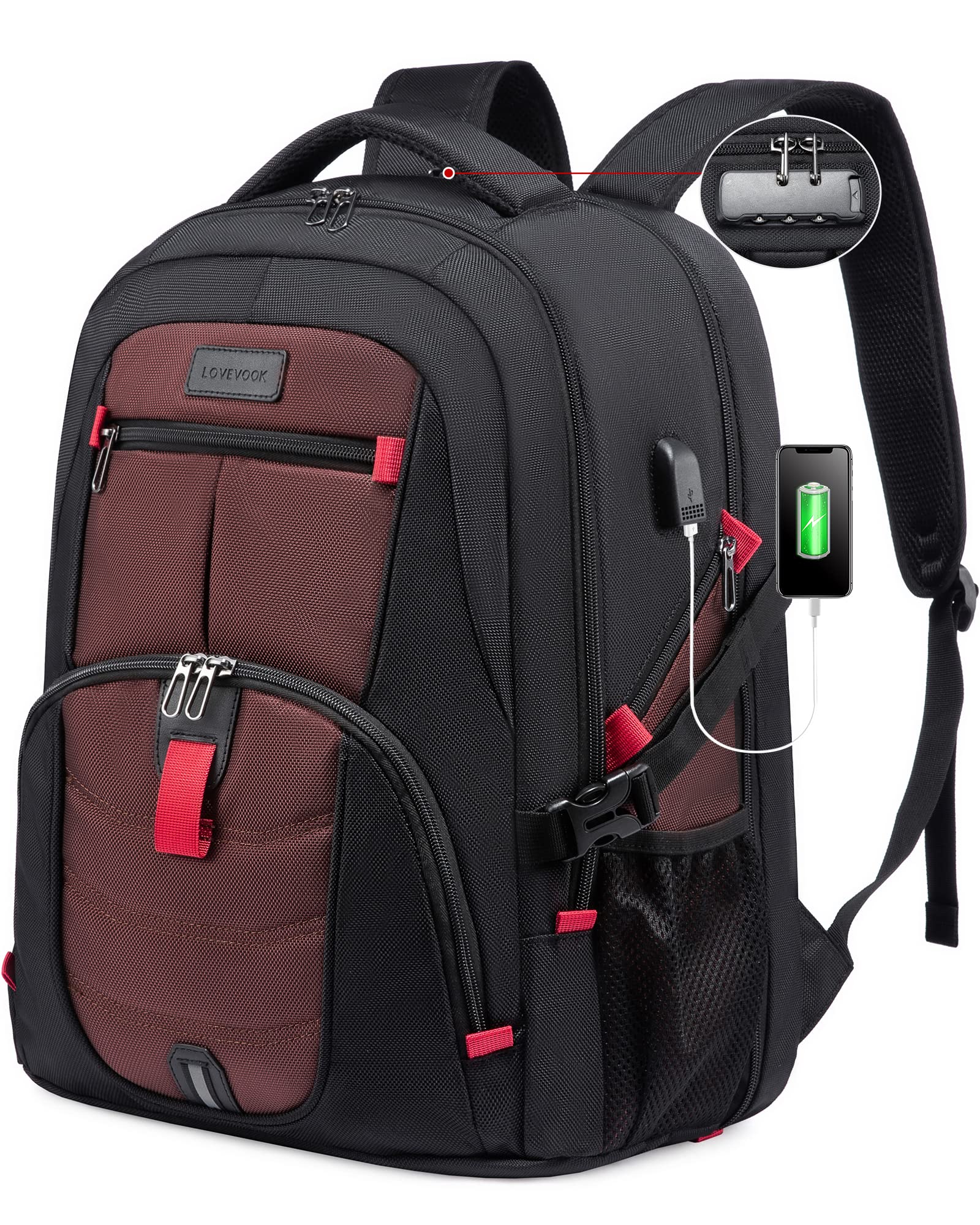 Foto 2 pulgar | Mochila De Viaje Lovevook Para Hombre De 17 Pulgadas De Gran Capacidad - Venta Internacional.