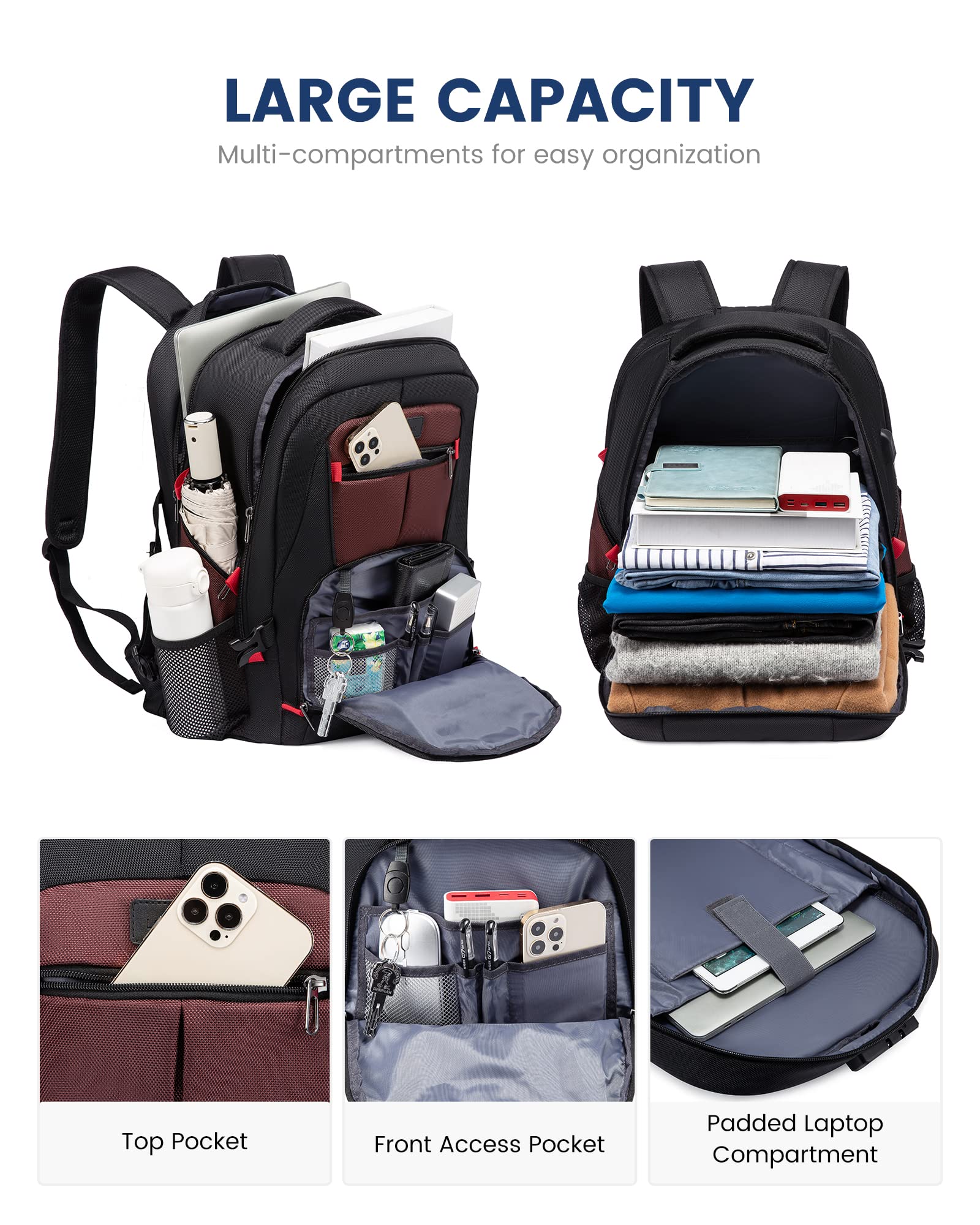 Foto 3 pulgar | Mochila De Viaje Lovevook Para Hombre De 17 Pulgadas De Gran Capacidad - Venta Internacional.