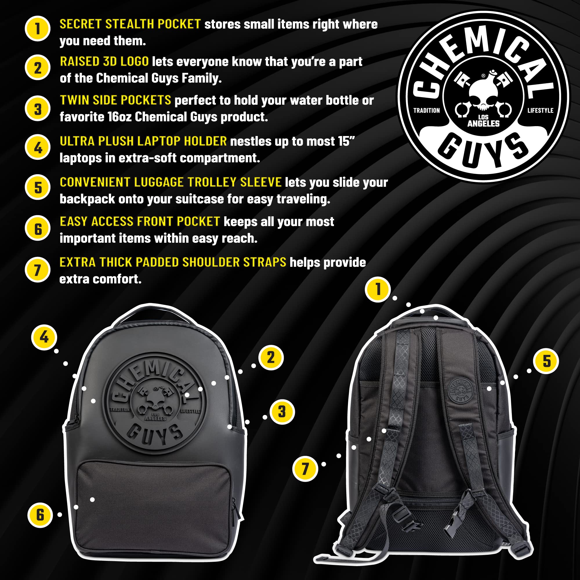 Foto 3 | Mochila Chemical Guys Legacy Stealth Multiusos Con Portátil - Venta Internacional.