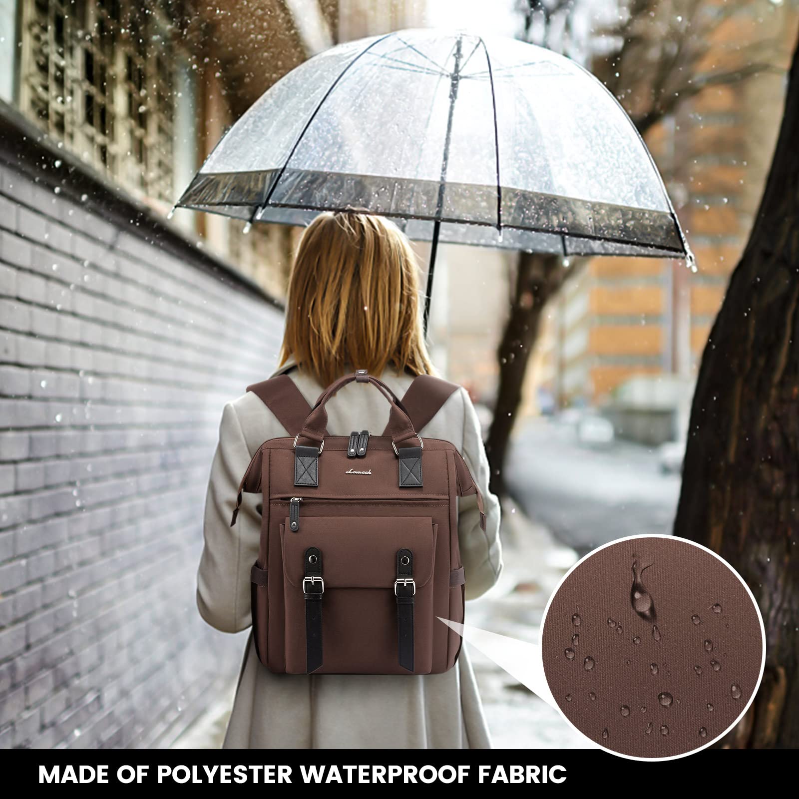 Foto 5 | Mochila Para Portátil Lovevook Para Mujer  Trabajo Y Viajes De 15.6 Pulgadas  Color Café - Venta Internacional.