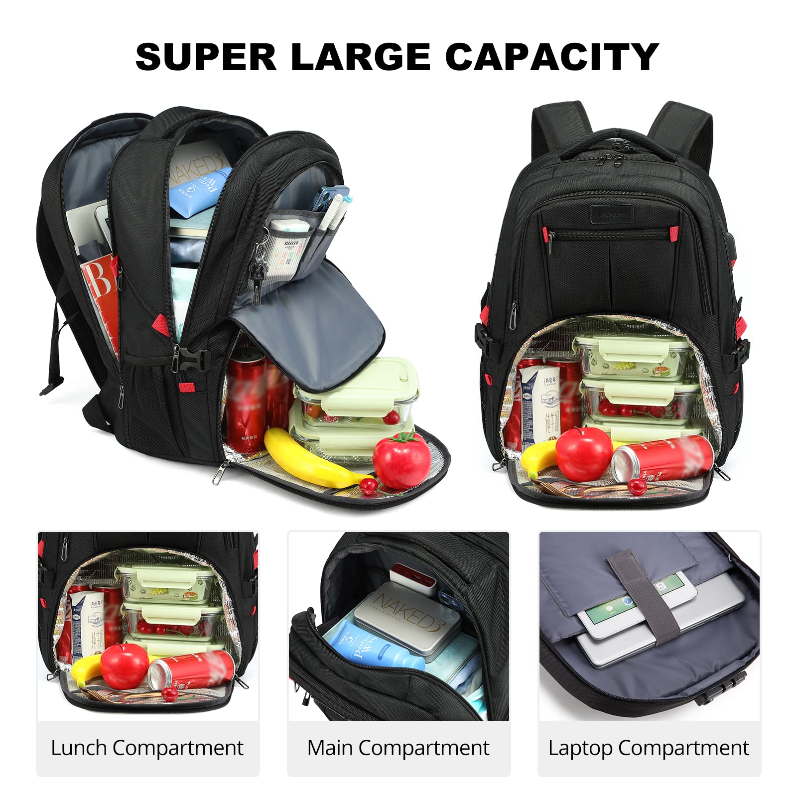Foto 5 pulgar | Mochila Lovevook Para Portátil De Viaje De 17 Pulgadas Con Candado Para Hombre - Venta Internacional.