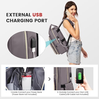 Foto 4 | Mochila Para Portátil Lovevook Resistente Al Agua Para Mujer Color Morado Y Gris - Venta Internacional.