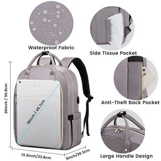 Foto 5 | Mochila Para Portátil Lovevook Resistente Al Agua Para Mujer Color Morado Y Gris - Venta Internacional.