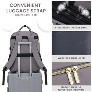 Foto 6 | Mochila Para Portátil Lovevook Resistente Al Agua Para Mujer Color Morado Y Gris - Venta Internacional.
