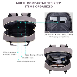 Foto 7 | Mochila Para Portátil Lovevook Resistente Al Agua Para Mujer Color Morado Y Gris - Venta Internacional.