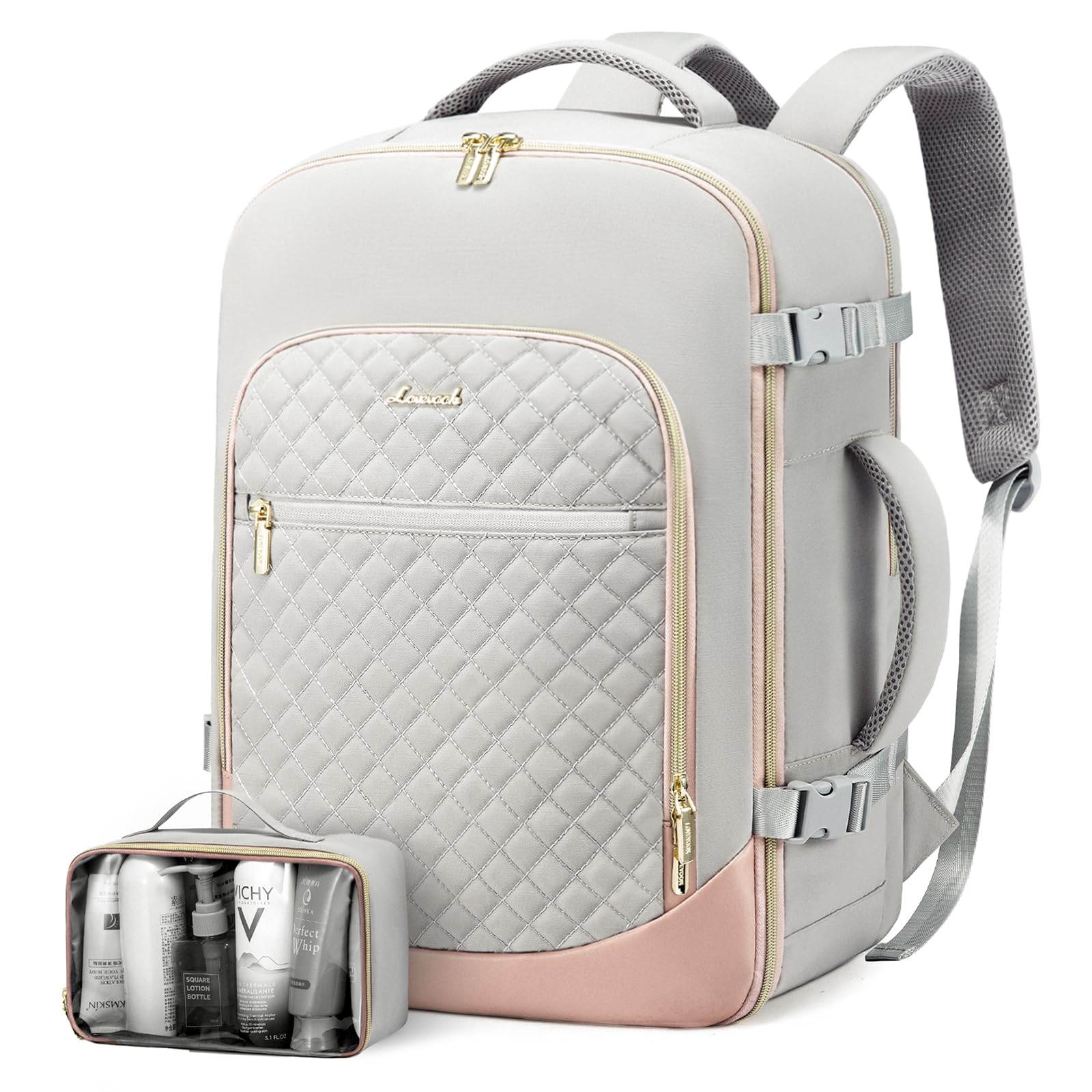 Foto 2 pulgar | Mochila De Viaje Lovevook Para Mujer Portátil De 17 3'' Gris-rosa - Venta Internacional.