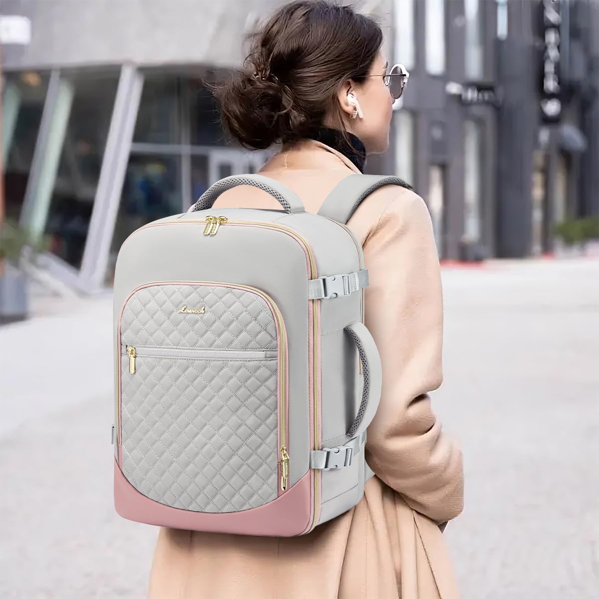 Foto 7 | Mochila De Viaje Lovevook Para Mujer Portátil De 17 3'' Gris-rosa - Venta Internacional.