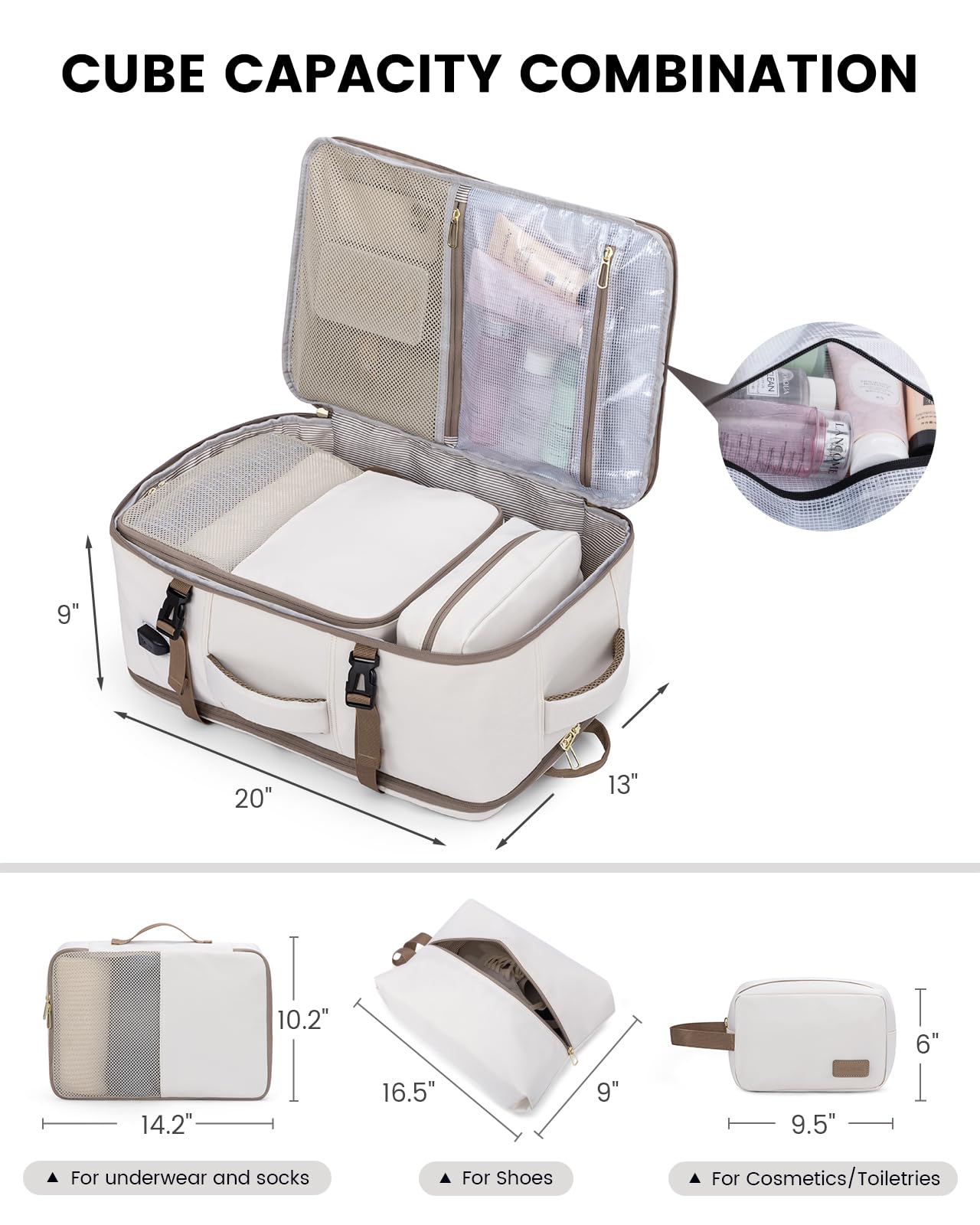 Foto 4 | Mochila De Viaje Lovevook Para Portátil De 17 Pulgadas Para Mujer  Color Beige - Venta Internacional.