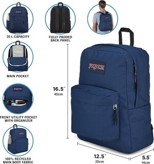 Foto 7 | Mochila Jansport Superbreak Plus Con Funda Para Portátil De 15 Pulgadas - Venta Internacional.