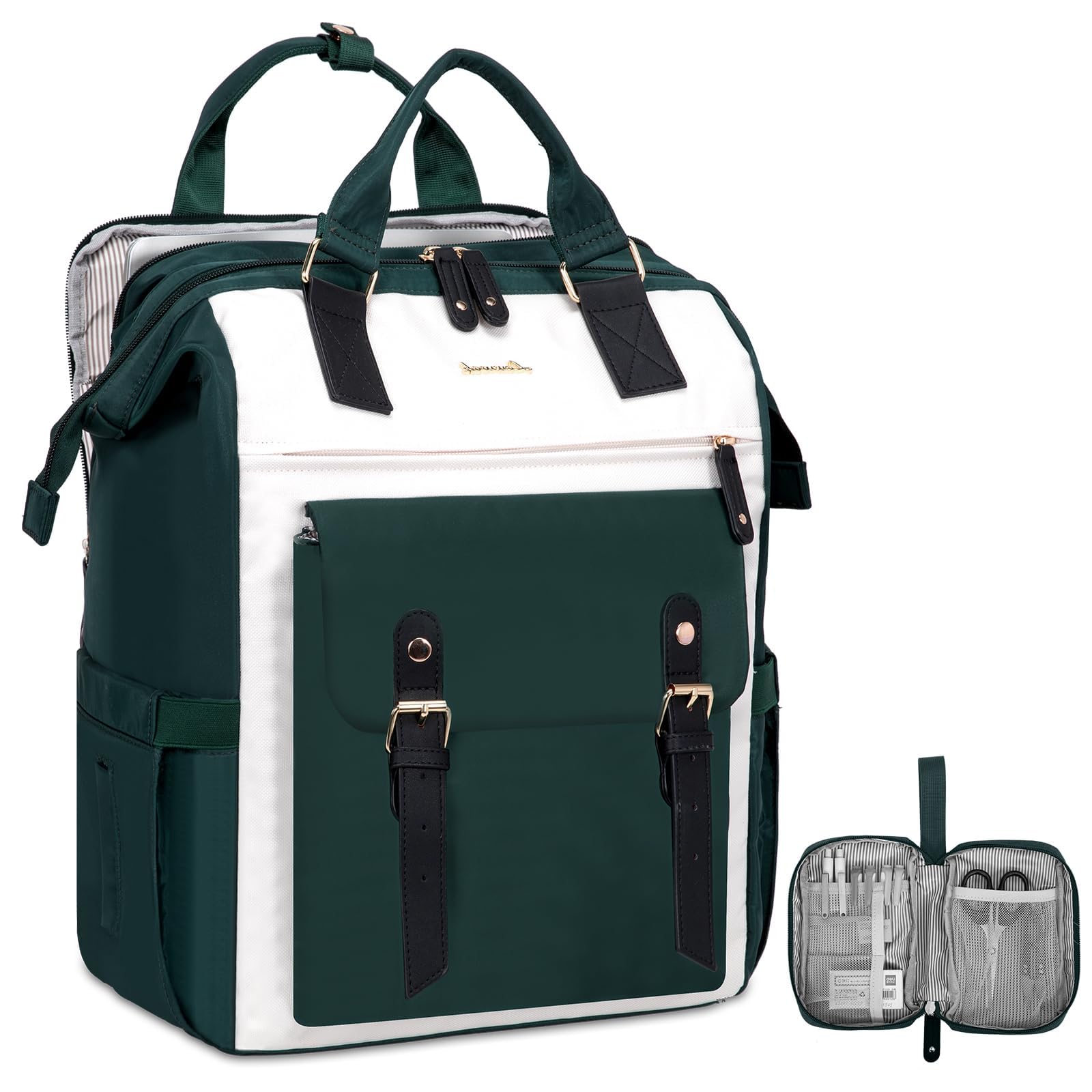 Foto 1 | Mochila Para Portátil Lovevook  Beige Y Verde  17.3 Pulgadas  Resistente Al Agua - Venta Internacional.