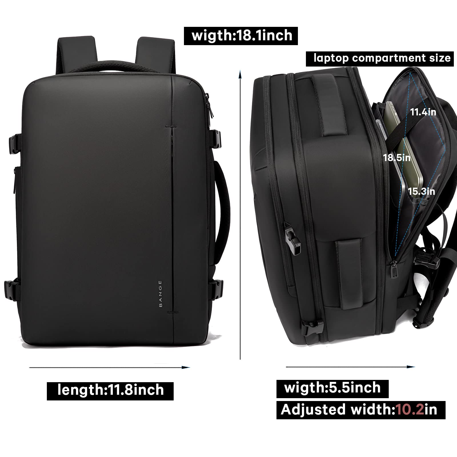 Foto 5 pulgar | Mochila Bange De 35 L Ampliable Para Portátil De 17 3 Pulgadas  Para Hombre - Venta Internacional.
