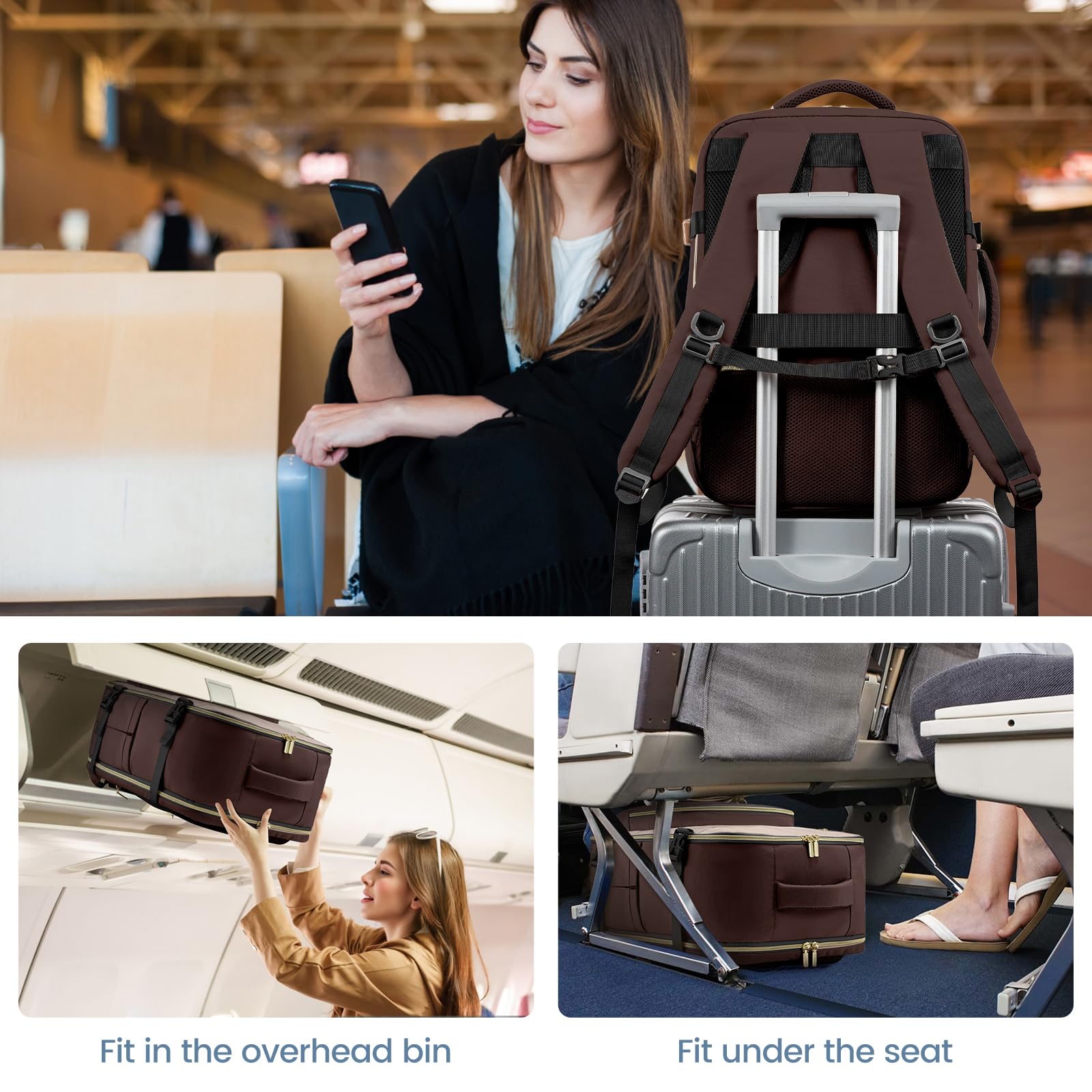Foto 6 | Mochila De Viaje Lovevook De 40 Litros Para Mujer Con Compartimento Para Portátil De 17 Pulgadas - Venta Internacional.