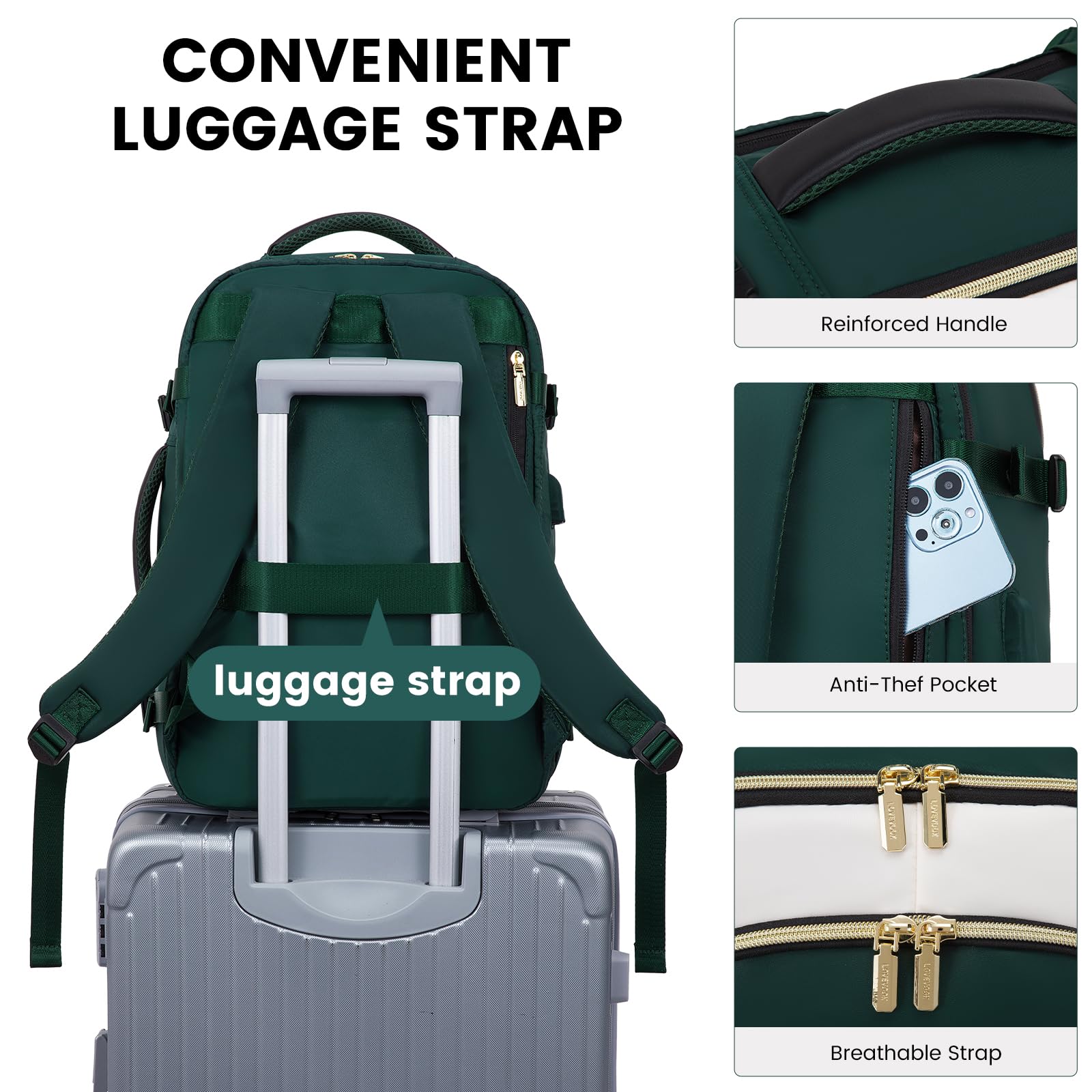 Foto 6 pulgar | Mochila De Viaje Lovevook De 40 Litros Con 3 Cubos De Embalaje  Verde Y Beige - Venta Internacional.