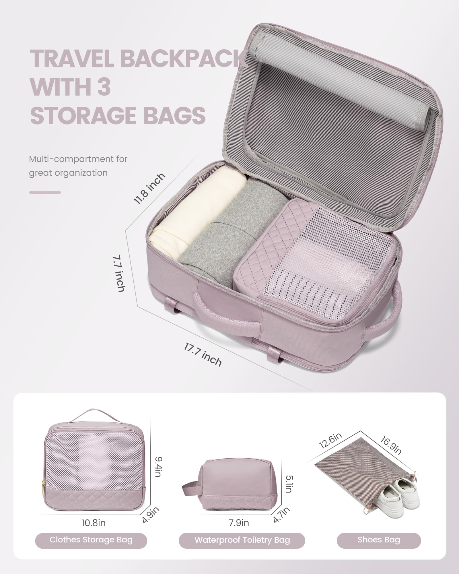 Foto 2 | Mochila De Viaje Lovevook Para Portátil De Mujer De 15 6 Pulgadas Con Cubos De Embalaje - Venta Internacional.