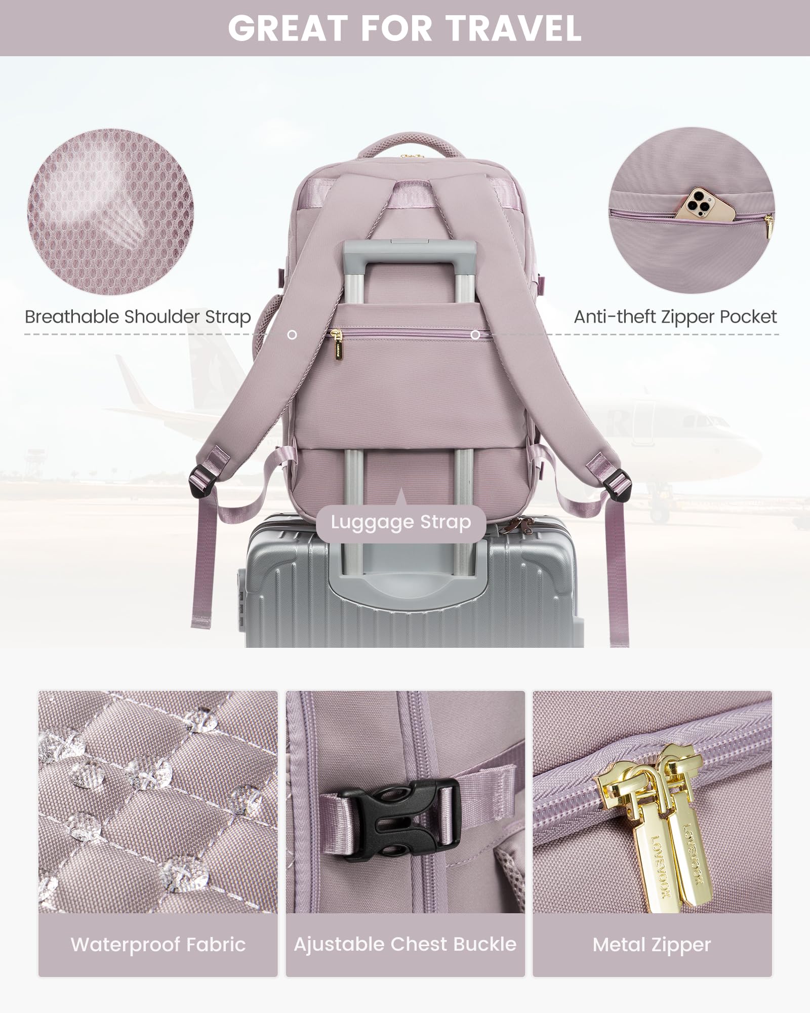 Foto 3 | Mochila De Viaje Lovevook Para Portátil De Mujer De 15 6 Pulgadas Con Cubos De Embalaje - Venta Internacional.