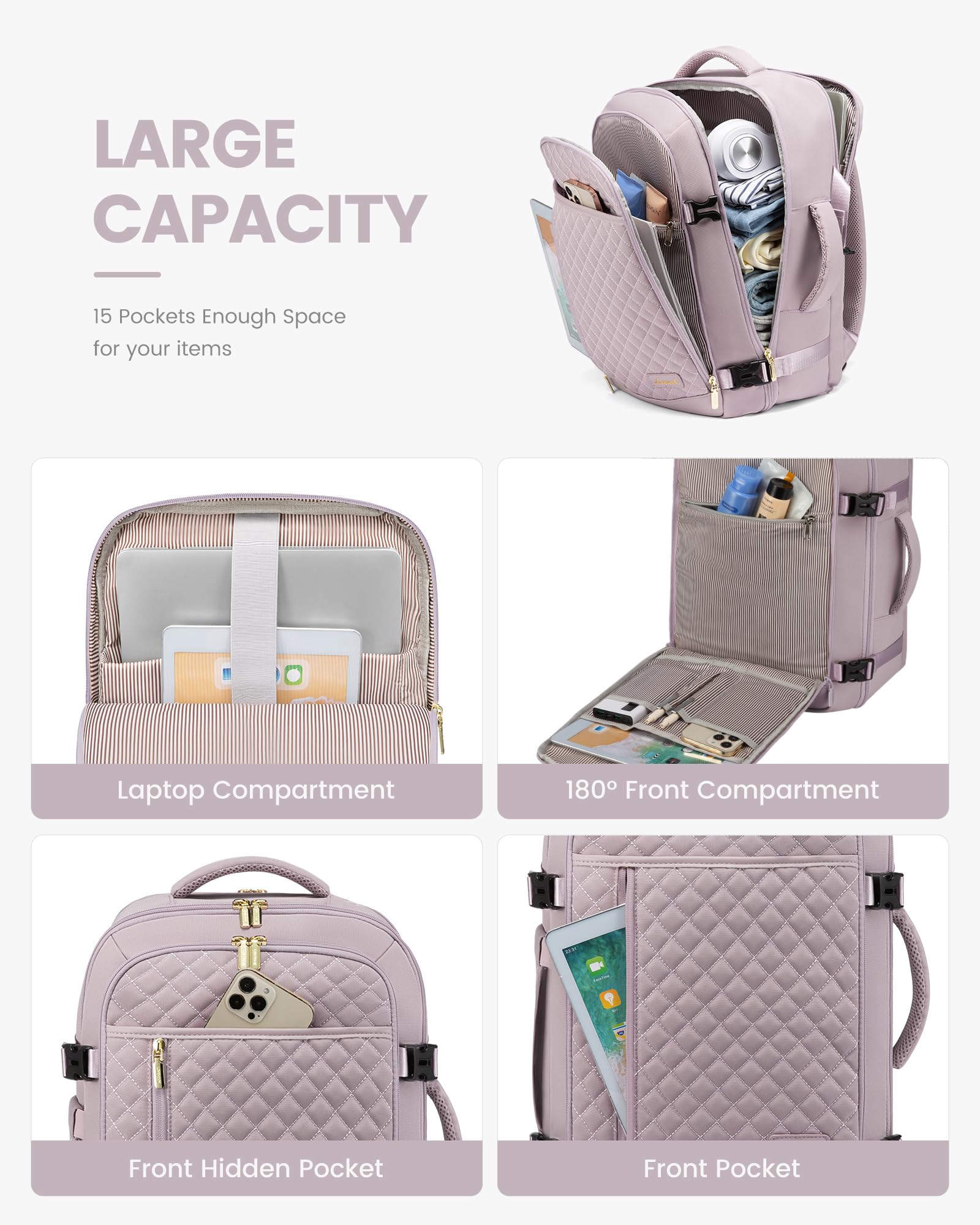 Foto 4 | Mochila De Viaje Lovevook Para Portátil De Mujer De 15 6 Pulgadas Con Cubos De Embalaje - Venta Internacional.