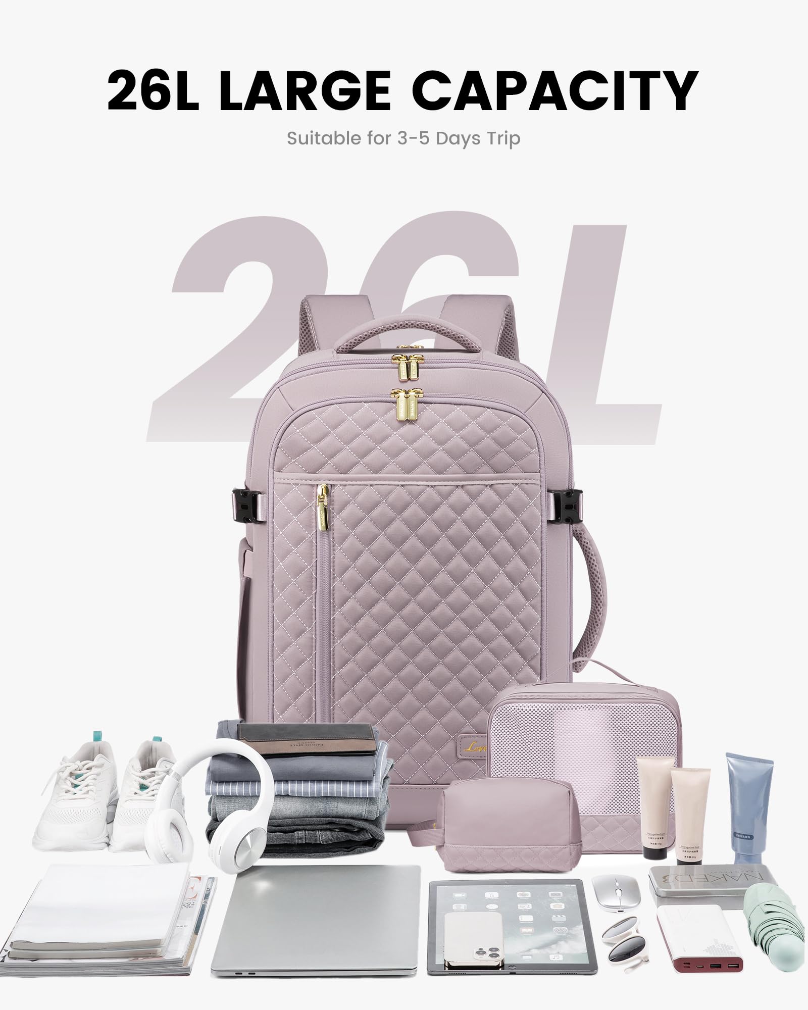 Foto 7 | Mochila De Viaje Lovevook Para Portátil De Mujer De 15 6 Pulgadas Con Cubos De Embalaje - Venta Internacional.