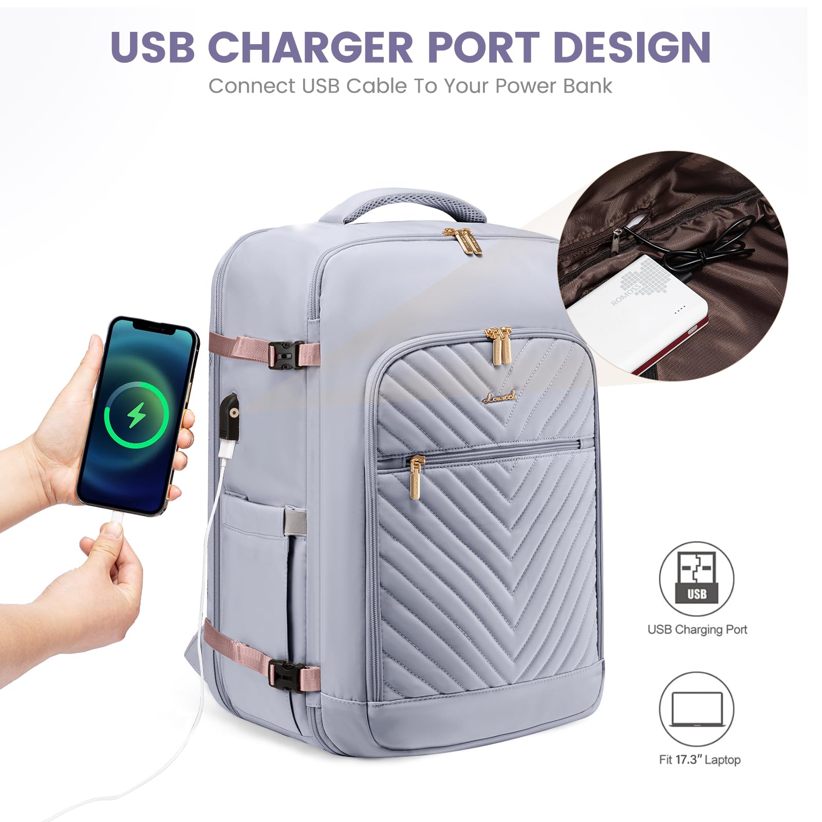Foto 7 pulgar | Mochila De Viaje Lovevook Grande Para Mujer Con Cubos De Embalaje - Venta Internacional.