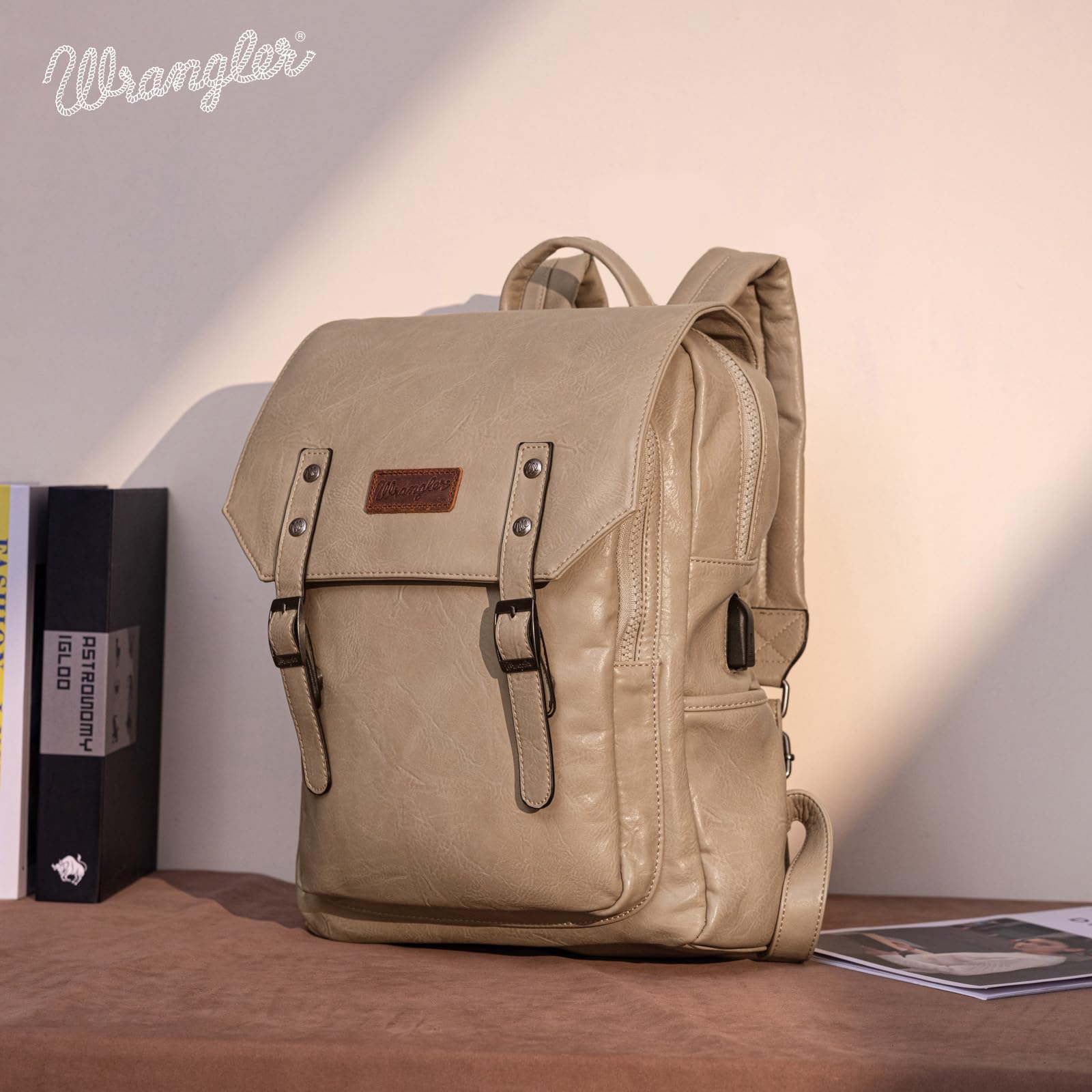 Foto 2 | Mochila Montana West × Wrangler De Piel Vegana Para Portátil De 17 3'' - Venta Internacional.