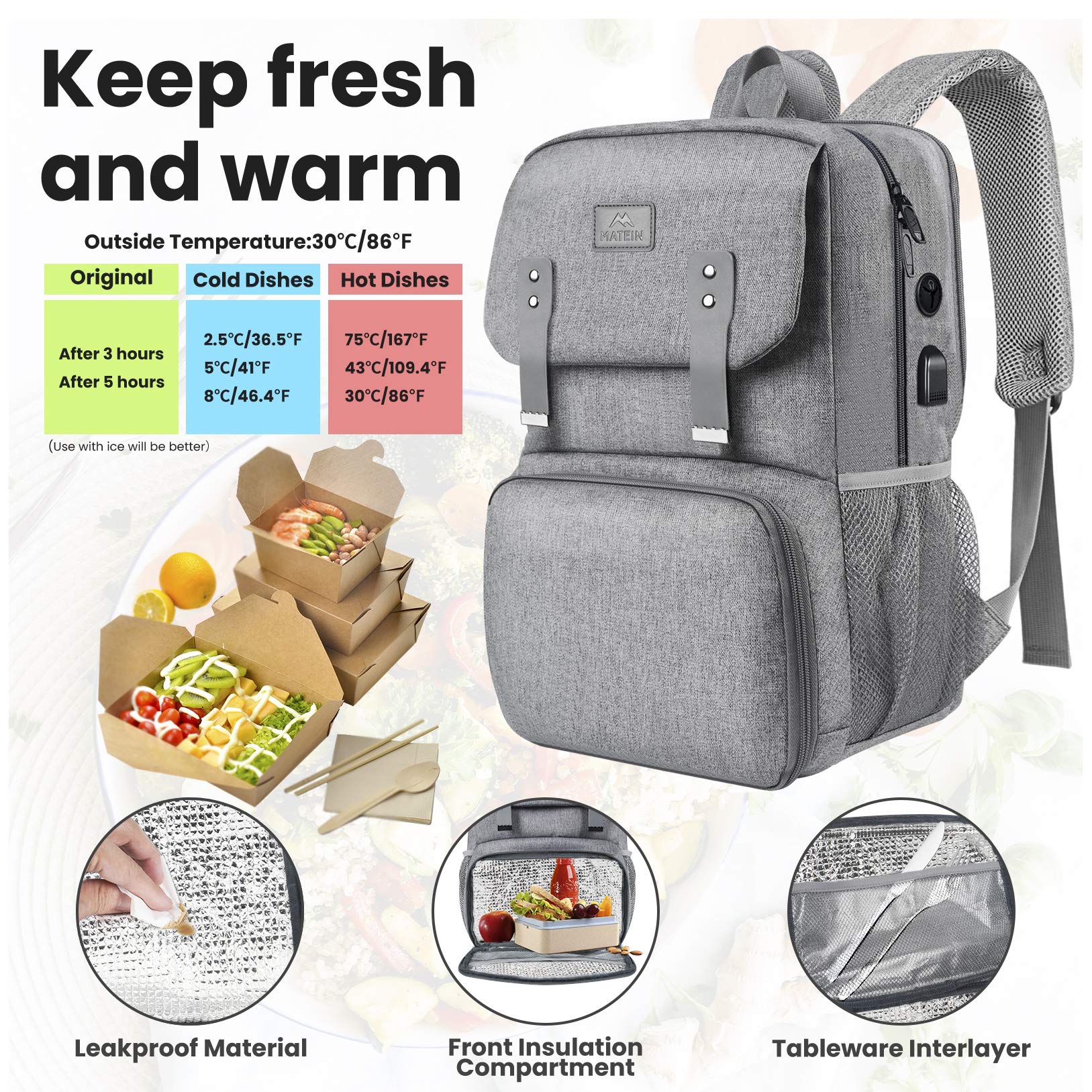 Foto 2 | Mochila Térmica Matein Para Mujer  Portátil De 15 6 Pulgadas  Color Gris - Venta Internacional.