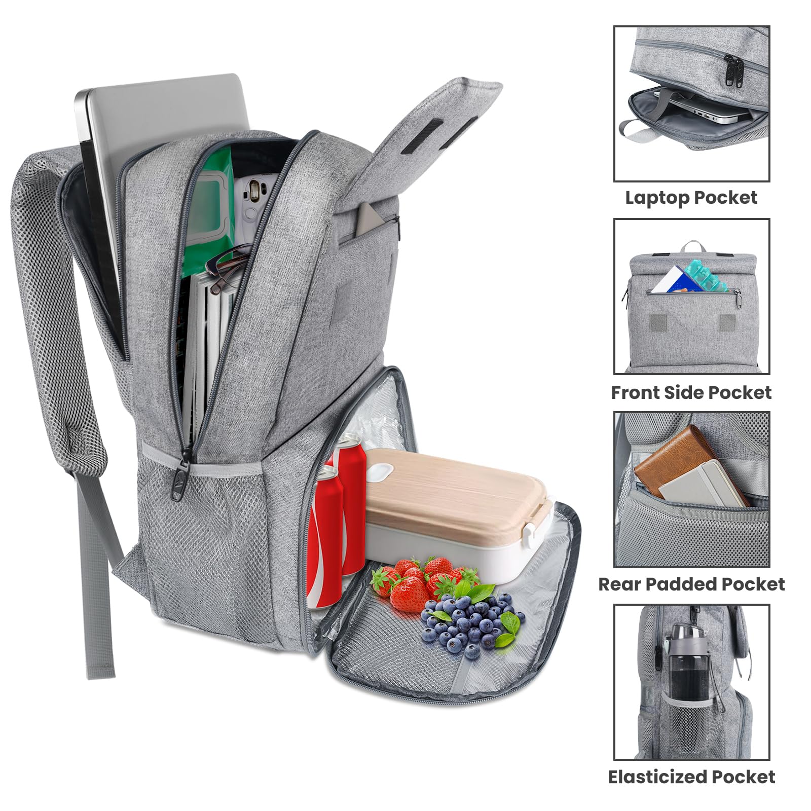Foto 3 | Mochila Térmica Matein Para Mujer  Portátil De 15 6 Pulgadas  Color Gris - Venta Internacional.