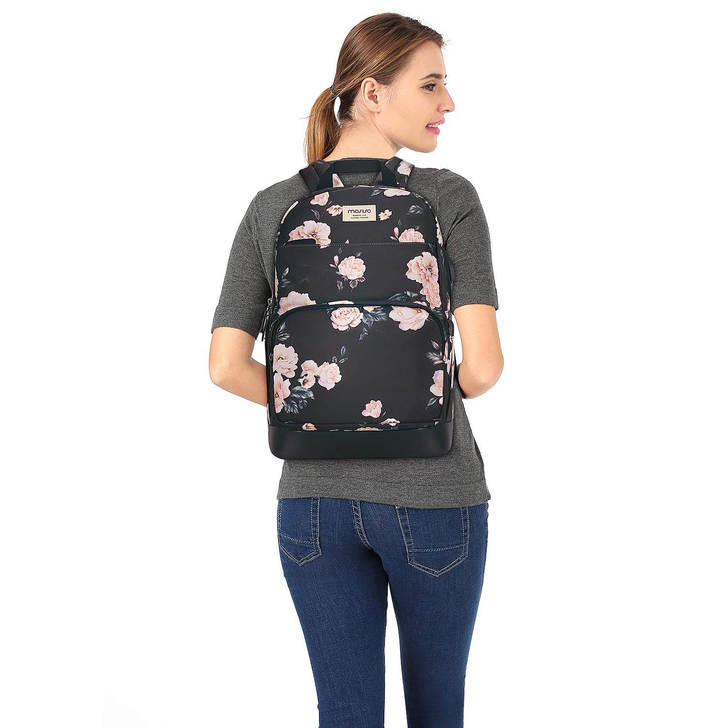 Foto 6 | Mochila Para Portátil Mosiso Camellia De 15 6-16 Pulgadas Para Mujer  Color Negro - Venta Internacional.