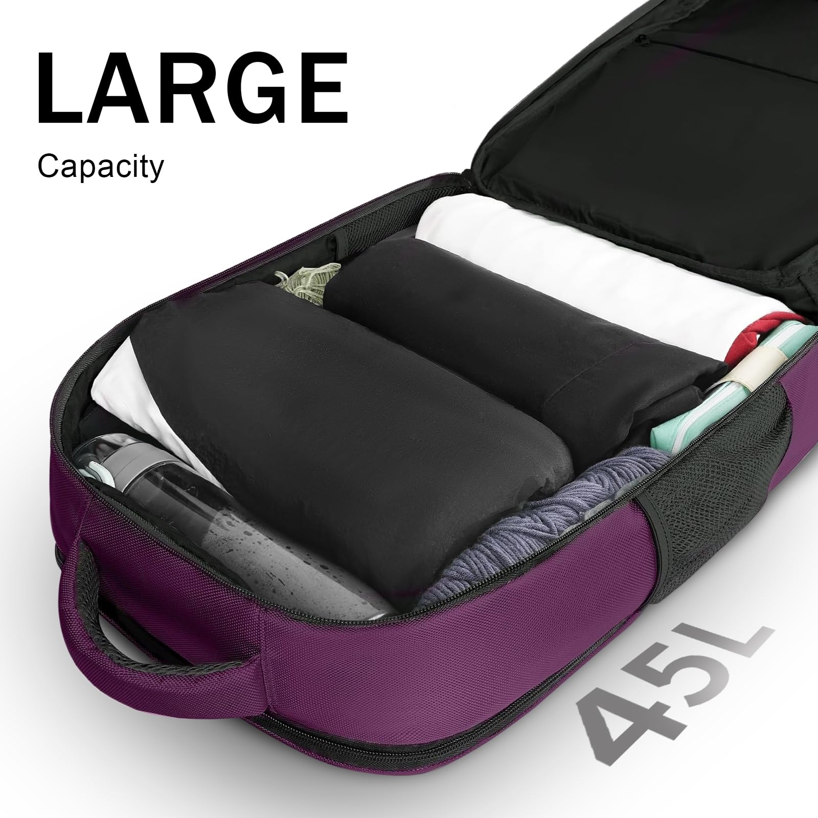 Foto 3 | Mochila De Viaje Matein Large 45l Para Mujer Con Puerto Usb Morada - Venta Internacional.