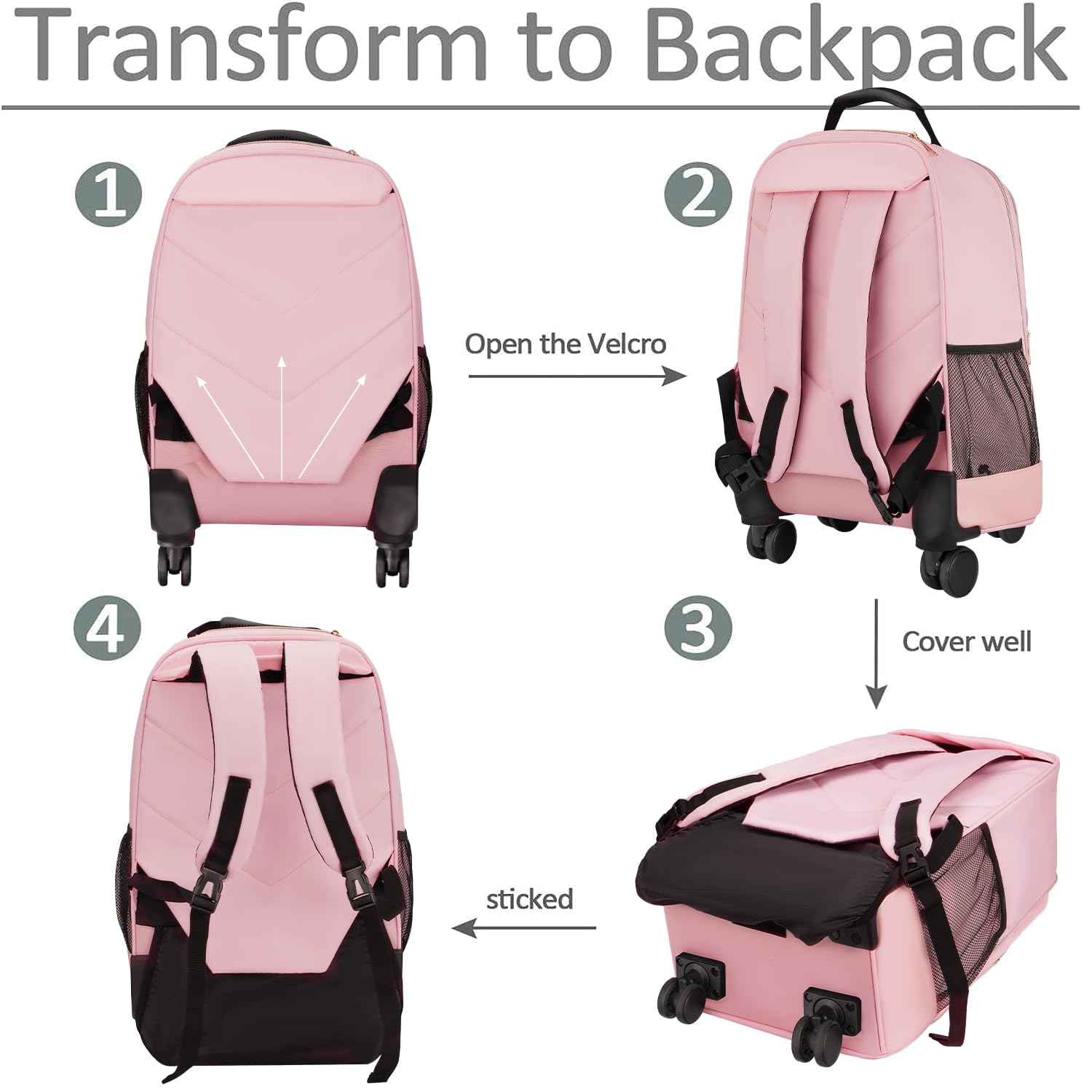 Foto 5 | Mochila Enrollable Matein Roller Para Portátil De 18 Pulgadas  Rosa  Para Mujer - Venta Internacional.