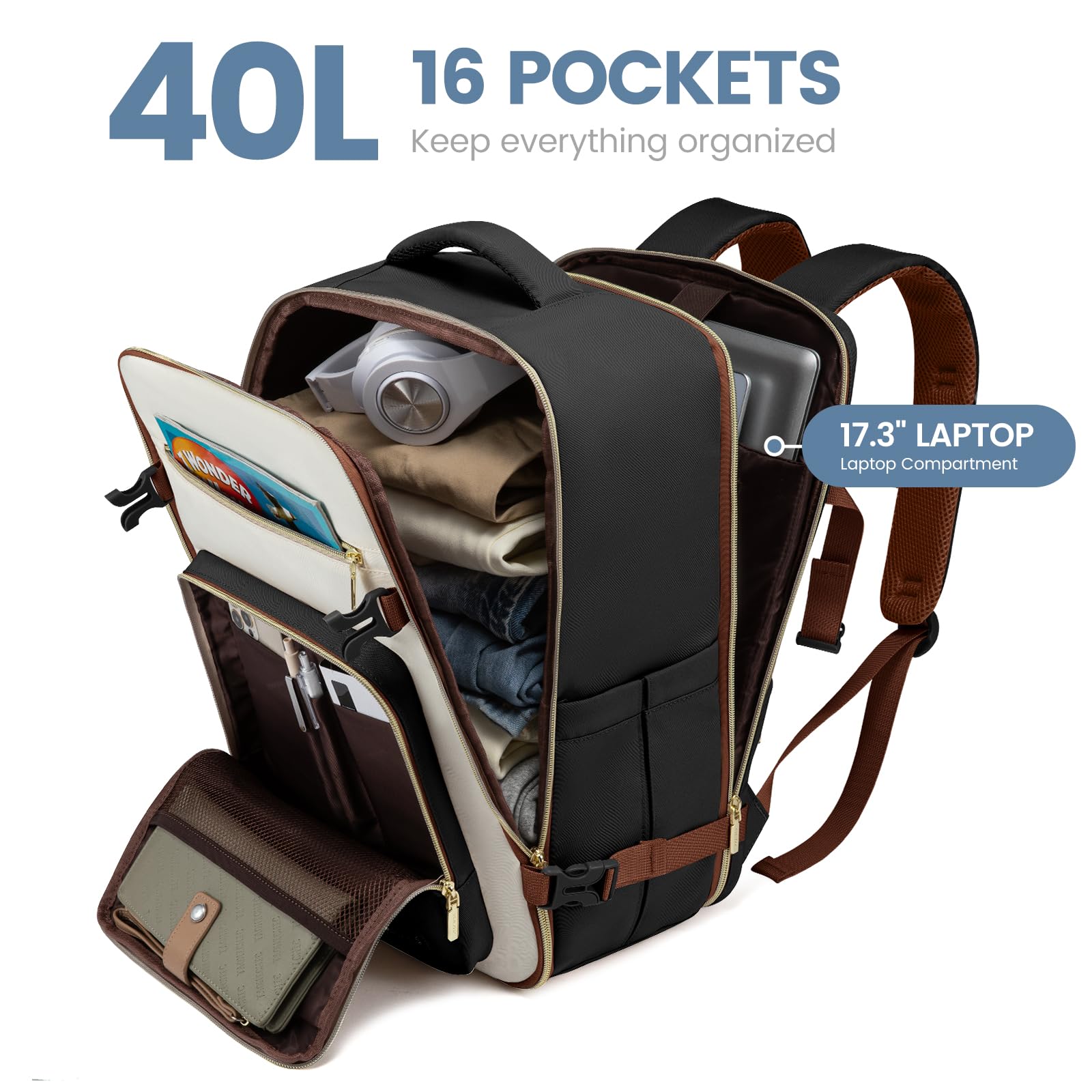 Foto 2 | Mochila De Viaje Lovevook De 40 Litros Para Mujer Con Compartimento Para Portátil De 17 Pulgadas - Venta Internacional.