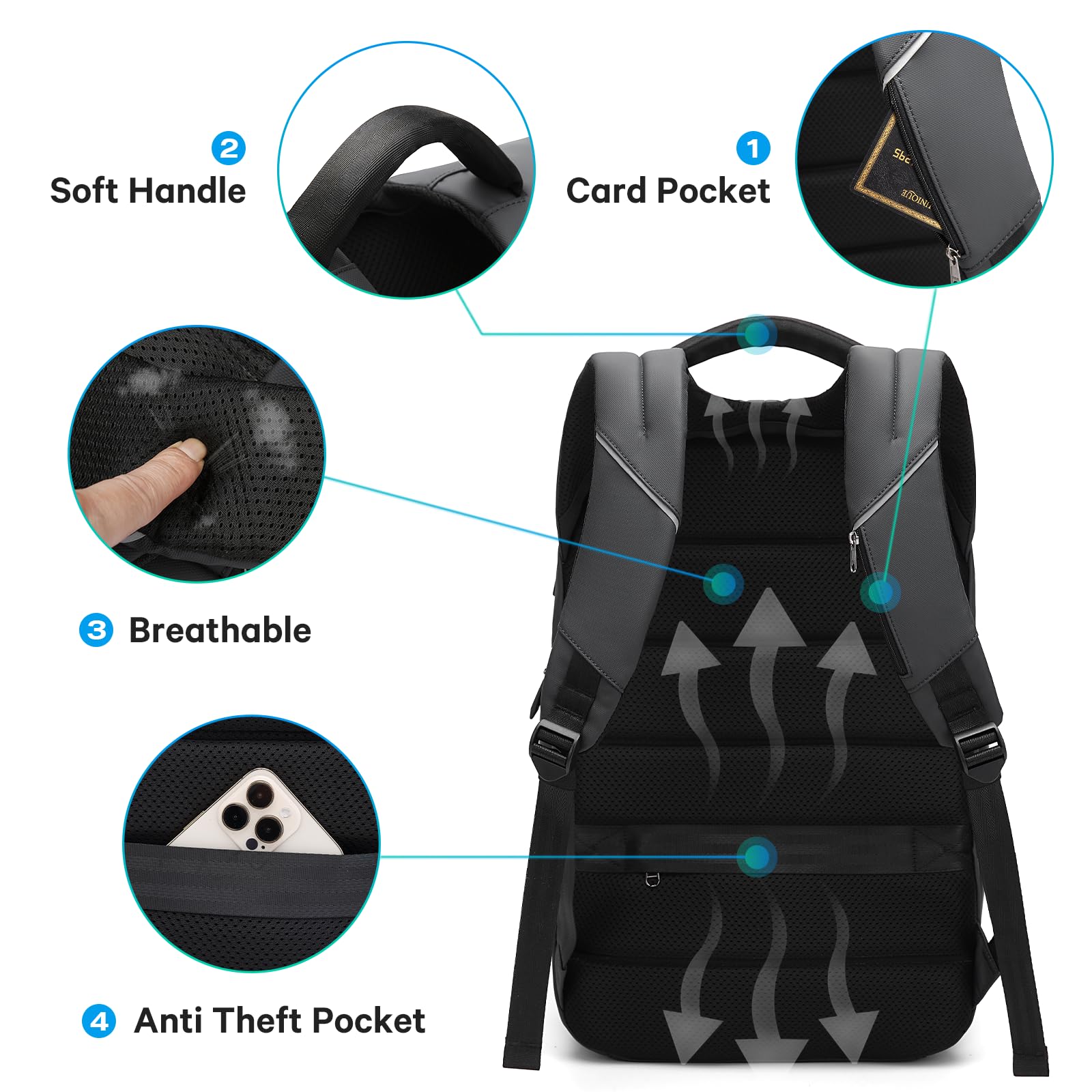 Foto 6 | Mochila Bange Para Portátil Ligera De 15 6 Pulgadas  Impermeable  De Viaje - Venta Internacional.