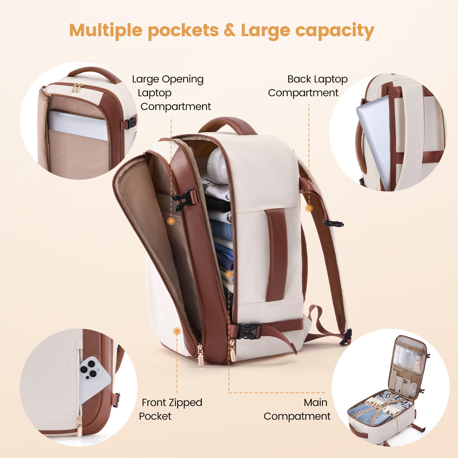 Foto 4 | Mochila De Viaje Lovevook 40l Para Mujer Con 3 Cubos De Embalaje - Venta Internacional.