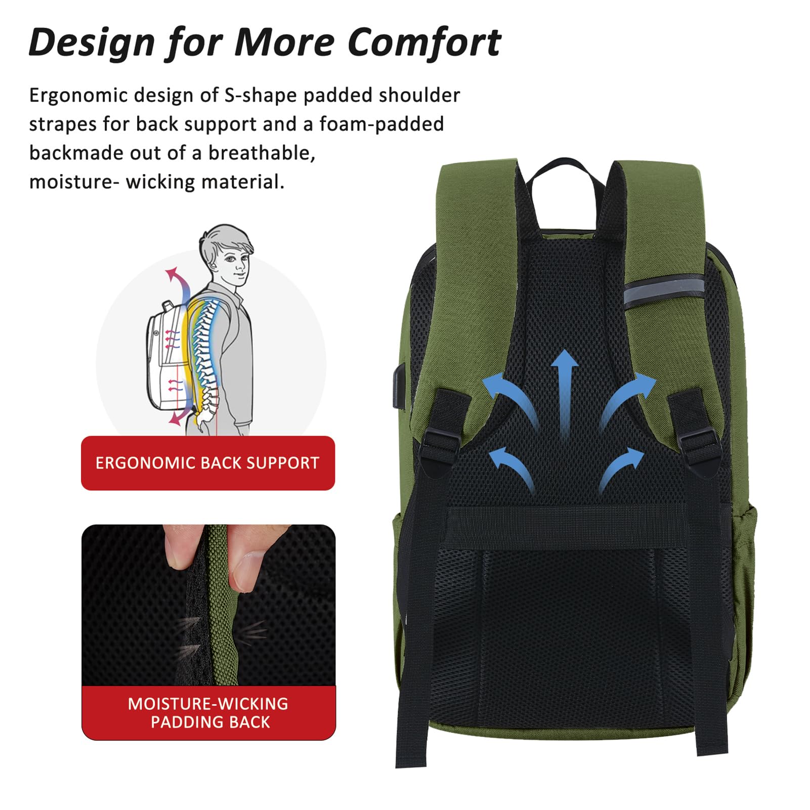 Foto 5 | Mochila Para Portátil Maxtop Deep Storage Con Usb De 17 Pulgadas Resistente Al Agua - Venta Internacional.