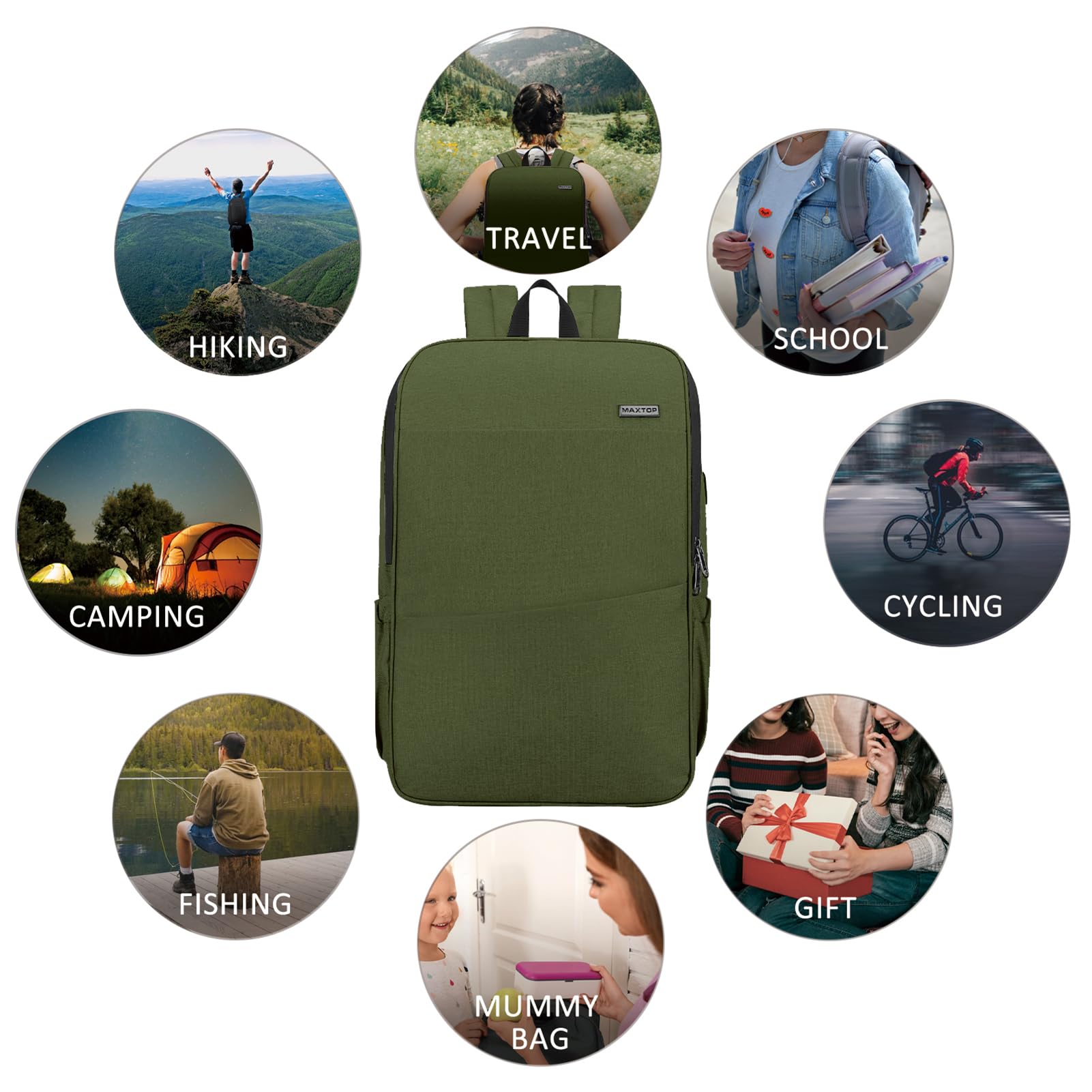 Foto 7 | Mochila Para Portátil Maxtop Deep Storage Con Usb De 17 Pulgadas Resistente Al Agua - Venta Internacional.