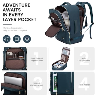 Foto 2 | Mochila De Viaje Lovevook De 45 Litros Con 3 Cubos De Embalaje Azul 45 X 30 X 20 Cm - Venta Internacional.