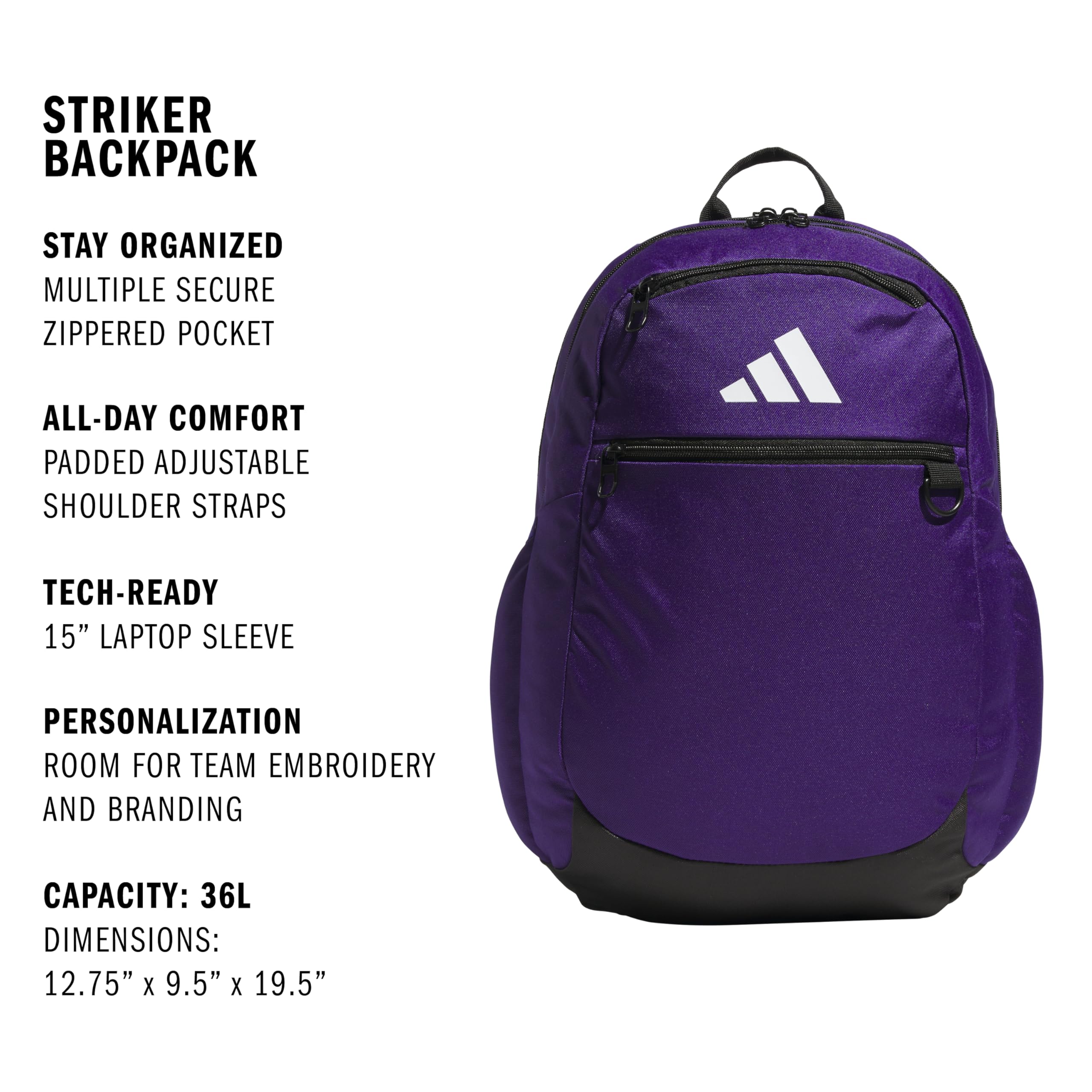 Foto 3 pulgar | Mochila Adidas Striker Team Sports Para Fútbol 36 L  Color Morado - Venta Internacional.