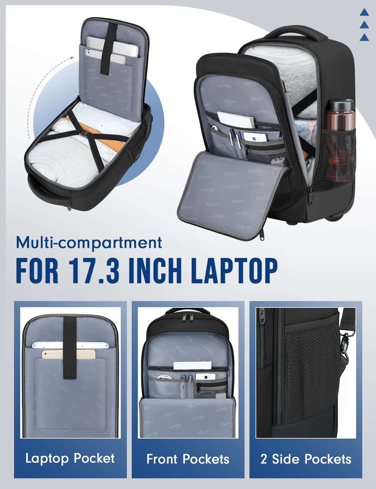 Foto 2 | Mochila Rodante Matein Carry On Luggage De 17 Pulgadas Con Ruedas - Venta Internacional.