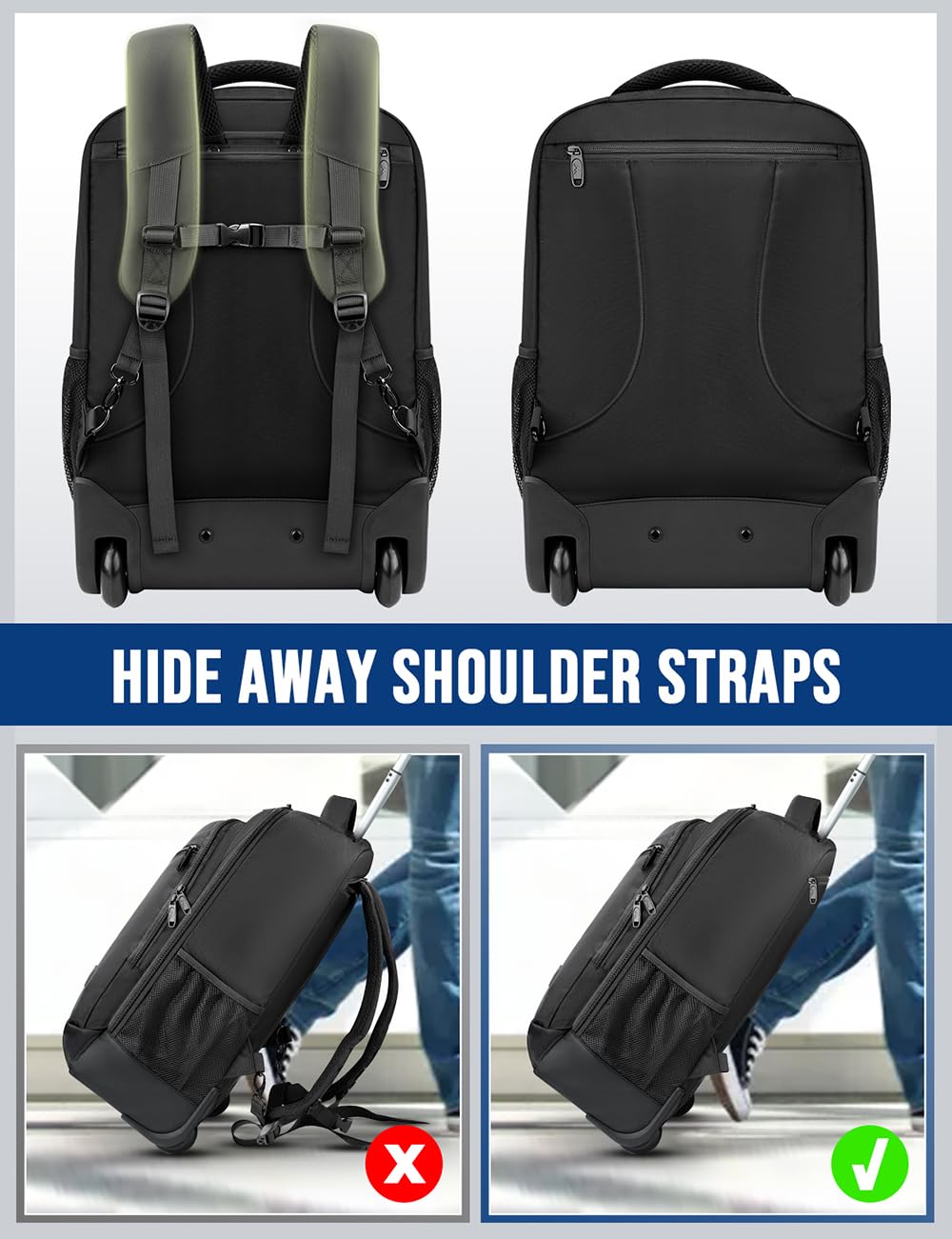 Foto 4 | Mochila Rodante Matein Carry On Luggage De 17 Pulgadas Con Ruedas - Venta Internacional.