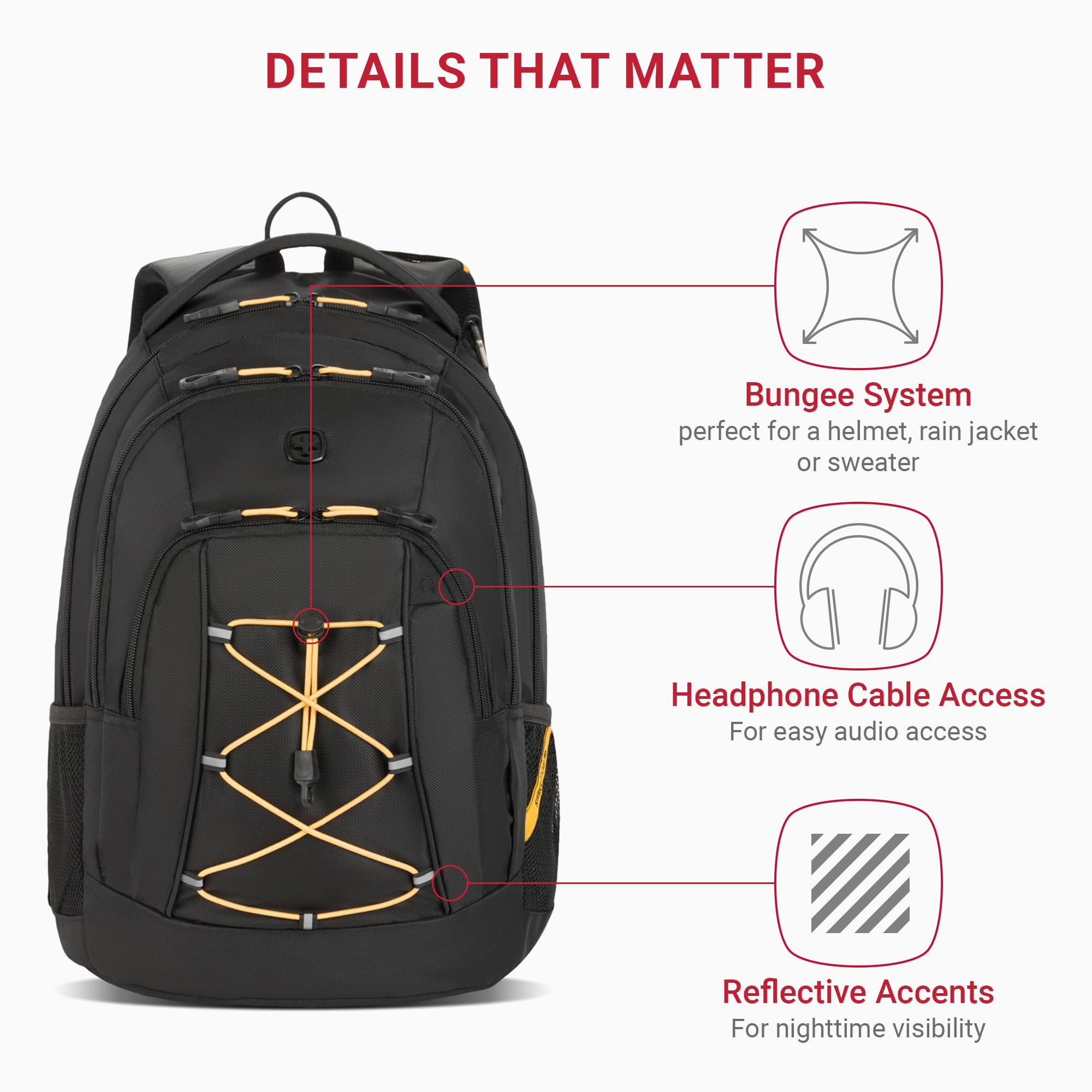 Foto 4 pulgar | Mochila Swissgear 1186 Bungee Negro/dorado Para Portátil De 13 Pulgadas - Venta Internacional.